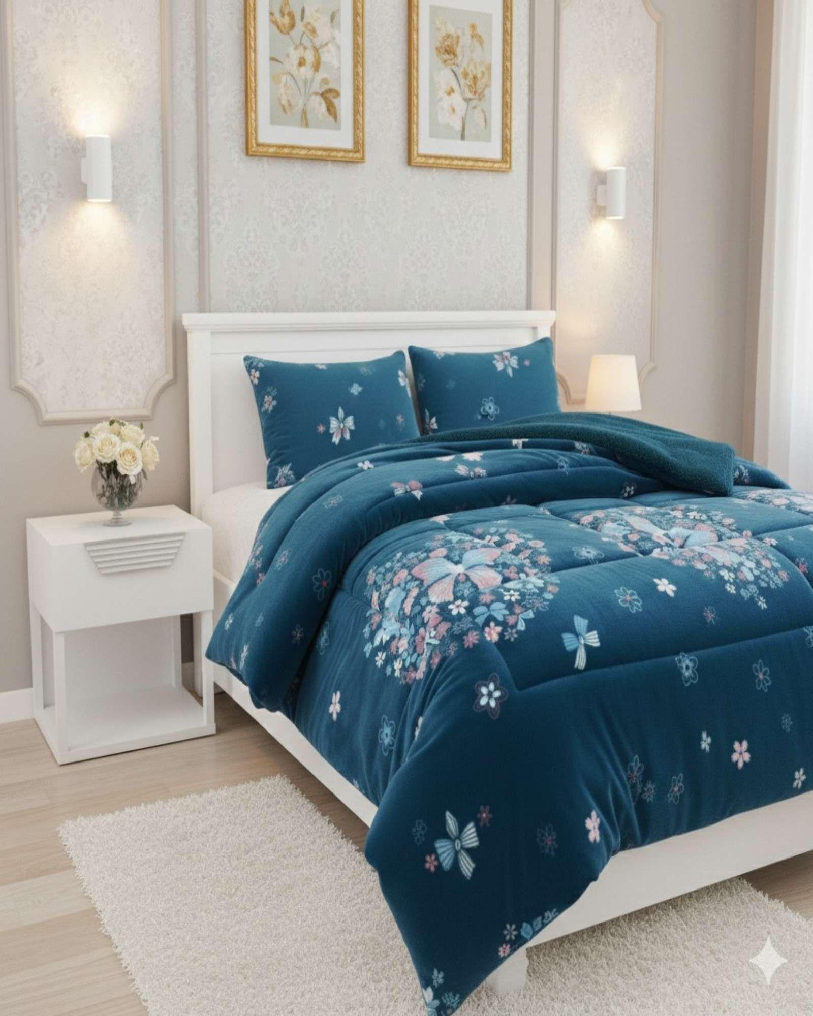 Cubrecama de invierno Plush con Chiporro azul 2 Plazas-3