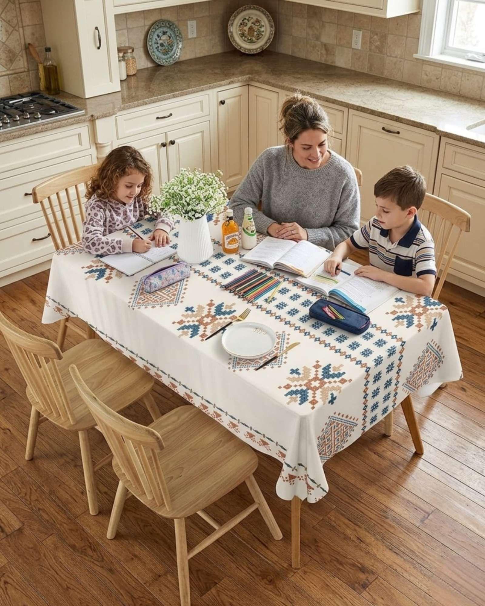 Mantel Antimanchas Grueso Rectangular 140x220 cm 01-2