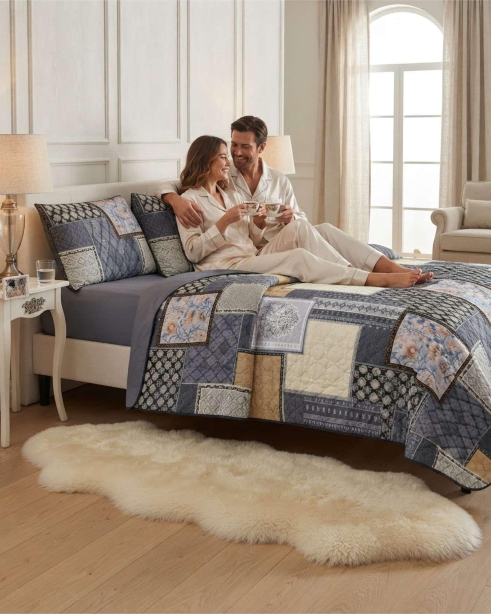 Cubrecama Quilt de Verano King Delgado Ultra Liviano + 2 Almohadas 01-0
