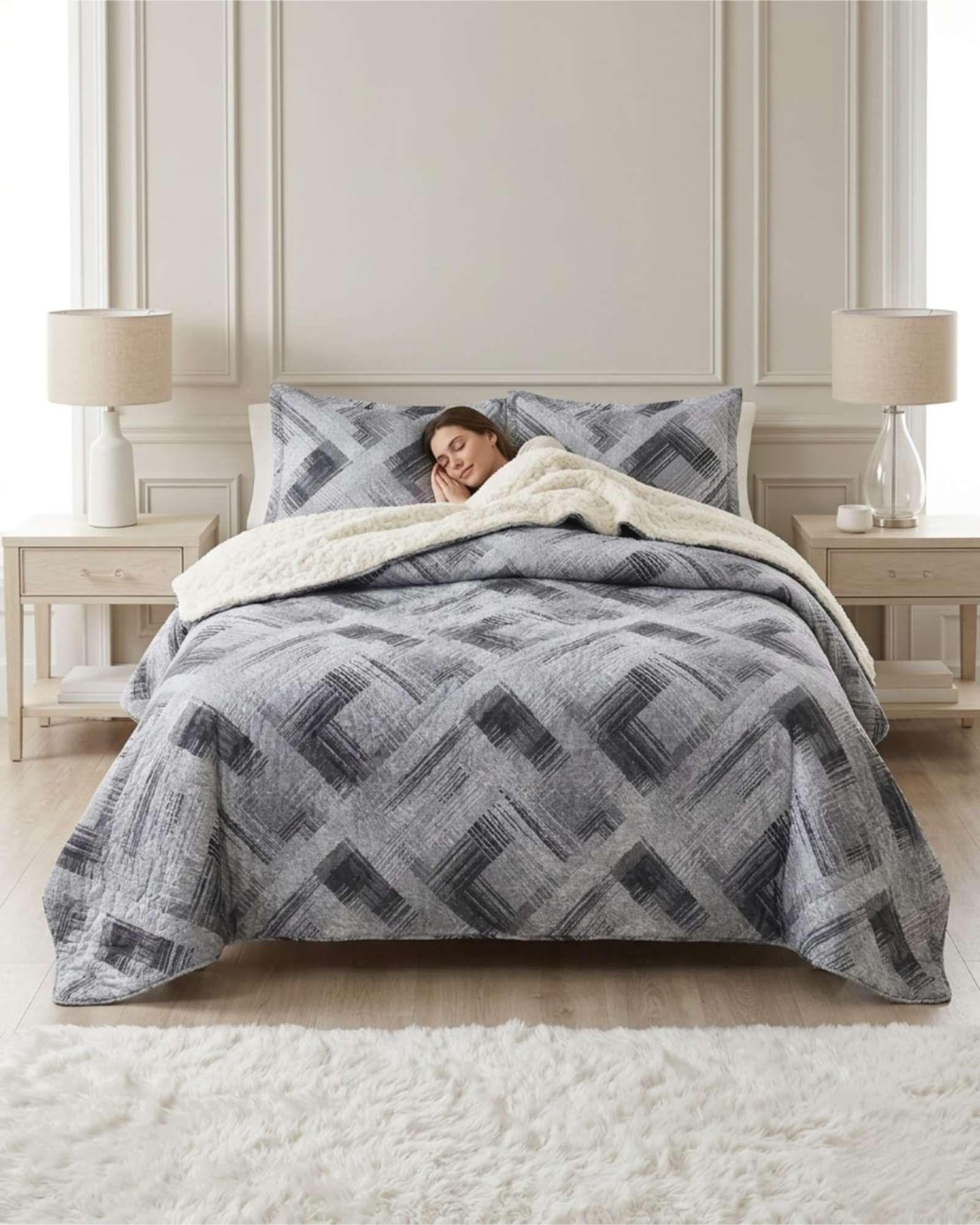 Set Cubrecama Sherpa Con Sabanas Termicas 2 Plazas m2-1