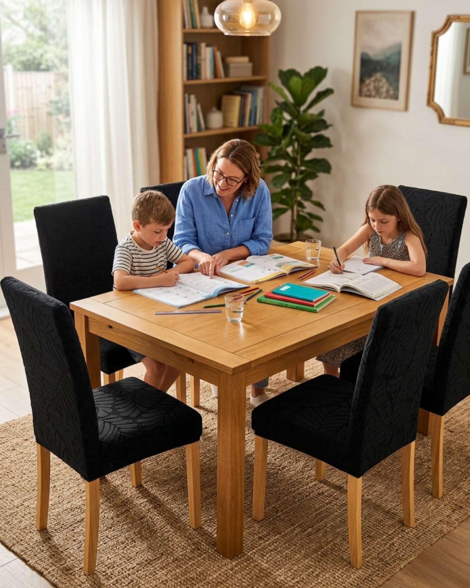 PACK DE 6 FUNDAS DE SILLAS DISEÑO TEXTURIZADO DE HOJAS M3-4