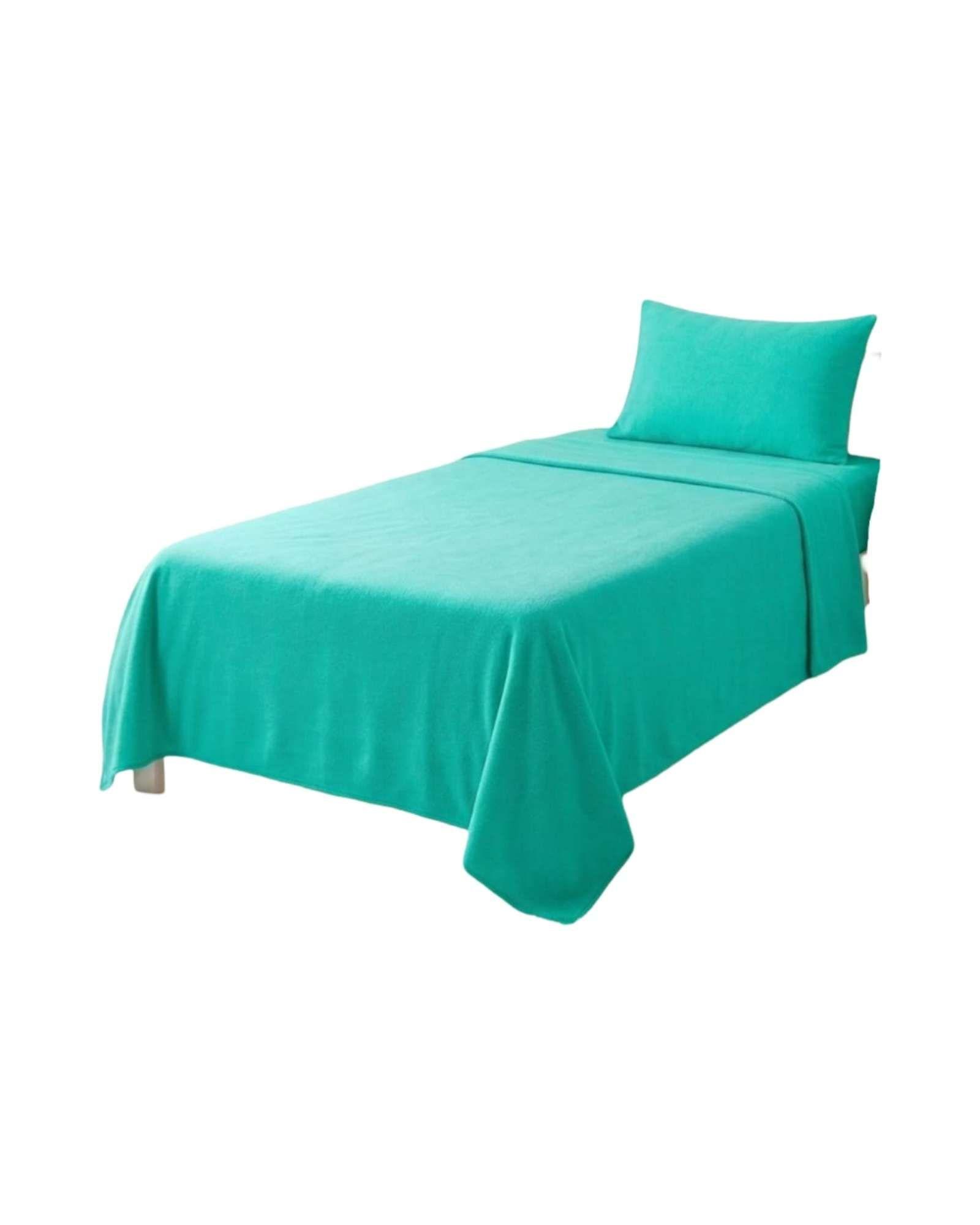 Sábanas Térmicas de polar Esponjosa 1.5 Plazas Tacto Suave  verde claro-2
