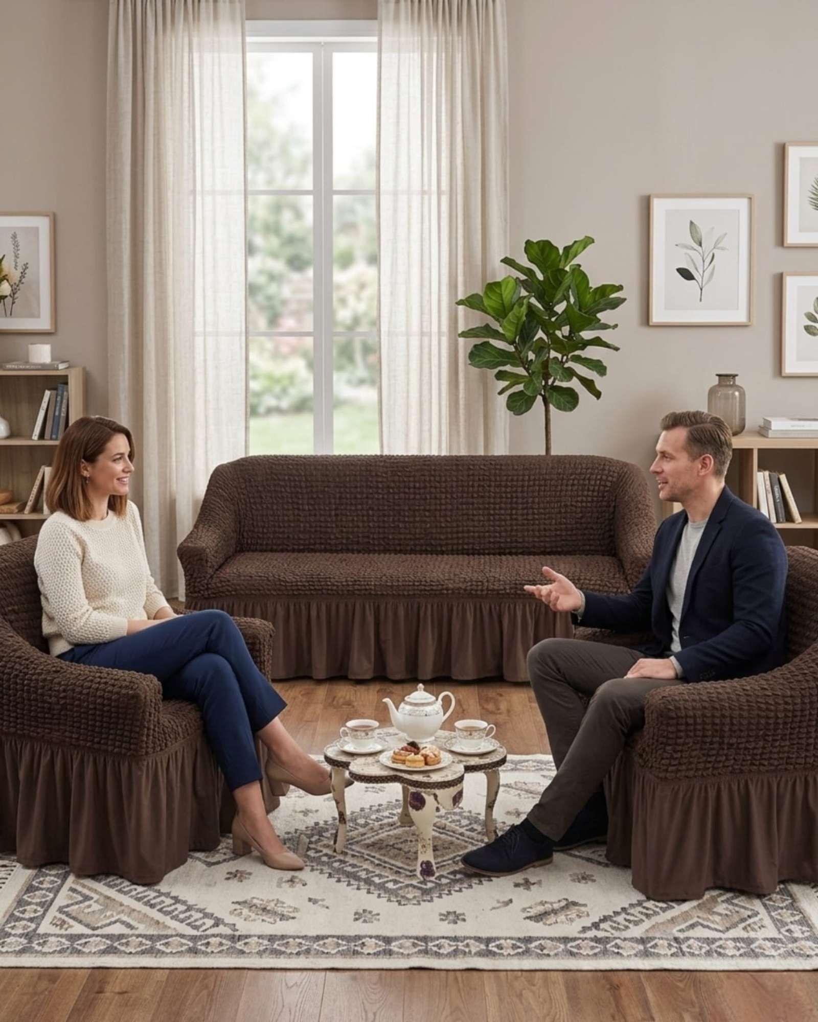 Juego de Fundas Cubre Sillon Turcas 3-1-1 con Textura de Burbuja m10-3