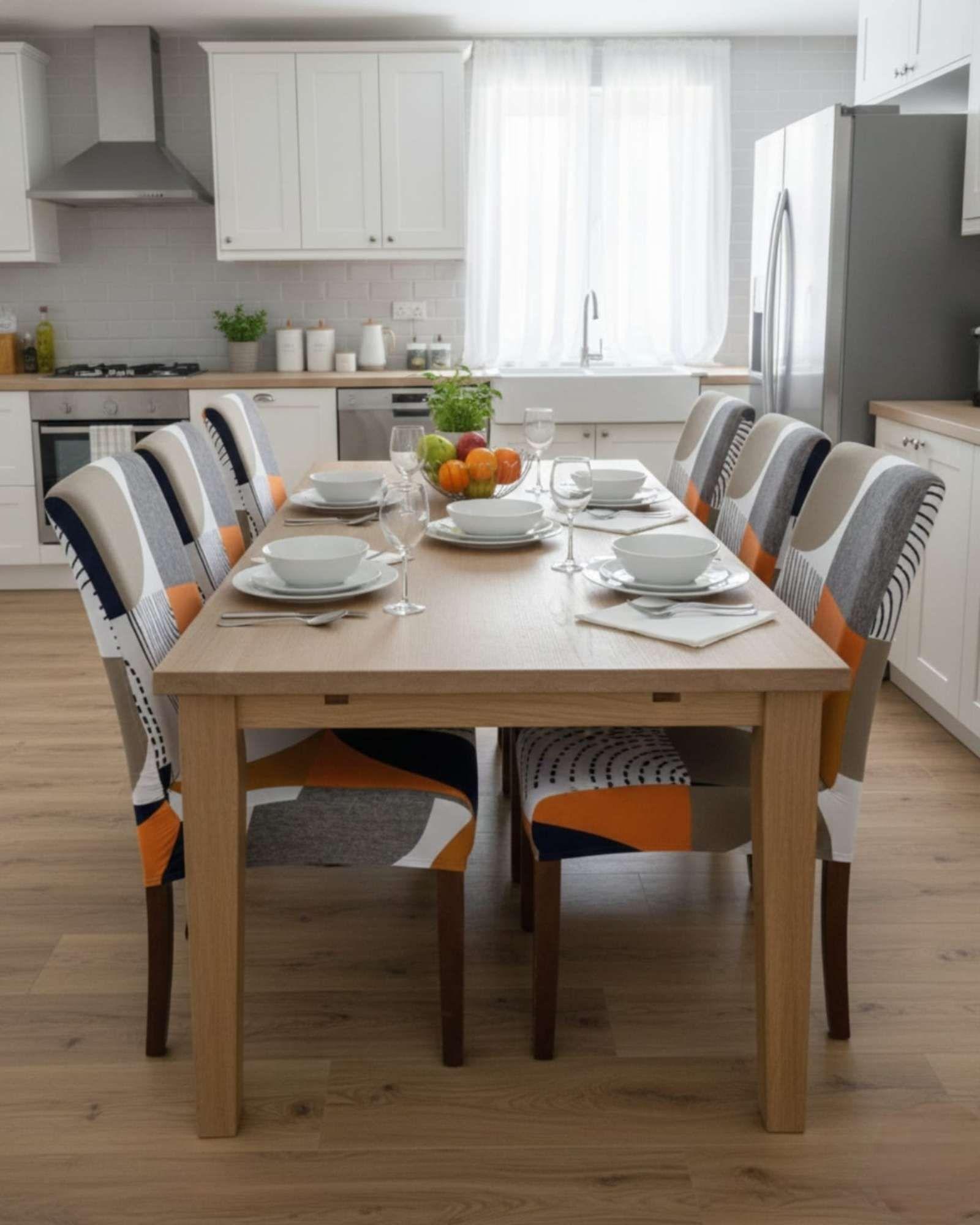 JUEGOS DE 6 FUNDAS PARA SILLAS  CON DISEÑO ELASTICO M16-2