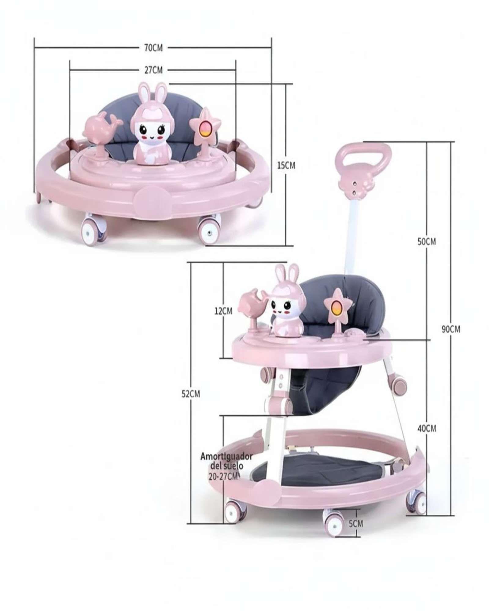 Pack 2 Andador de Bebe Gemelos con Juegos Interactivos Rosado-4