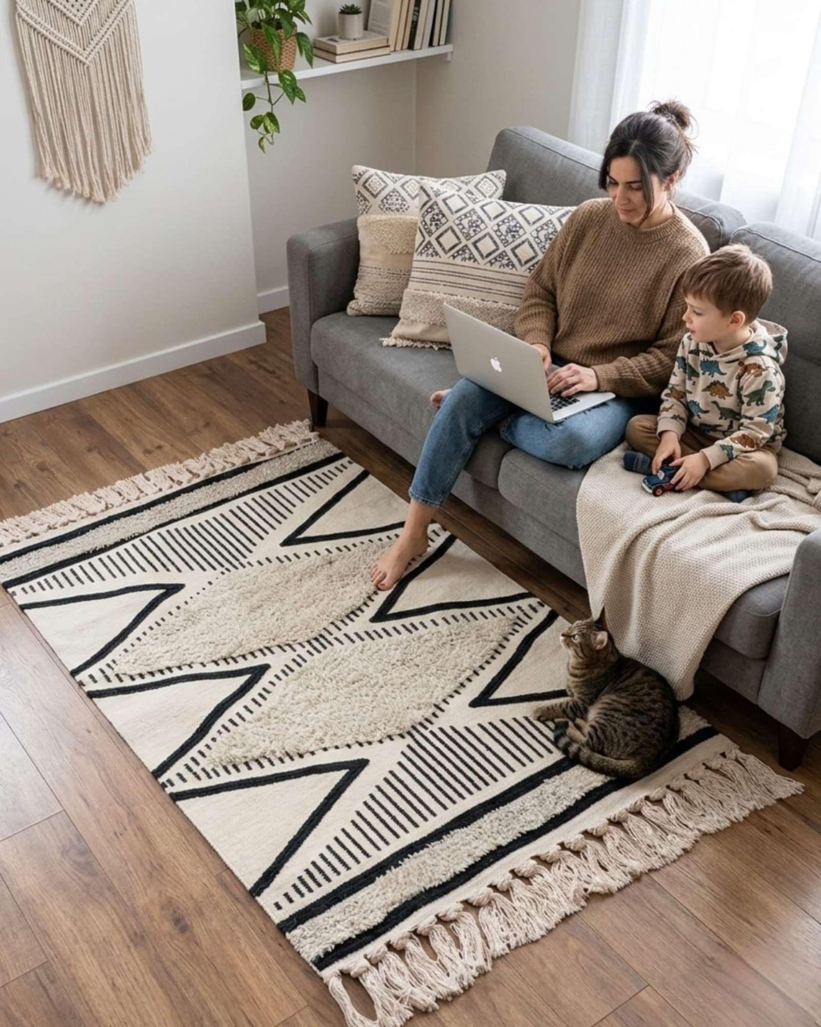 Alfombra Decorativa 60x90 cm Estampada con Relieve Tufting A7-2