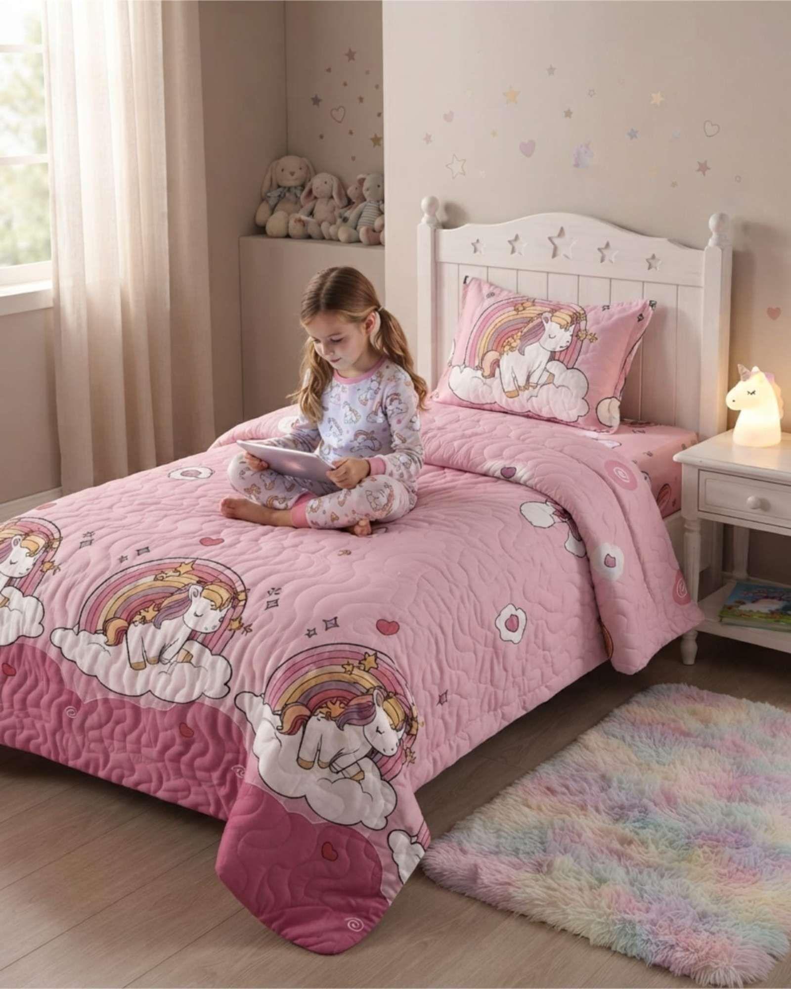 Cubrecamas Quilt De Verano Infantil Plaza y Media Mas 2 Almohadas m1-0