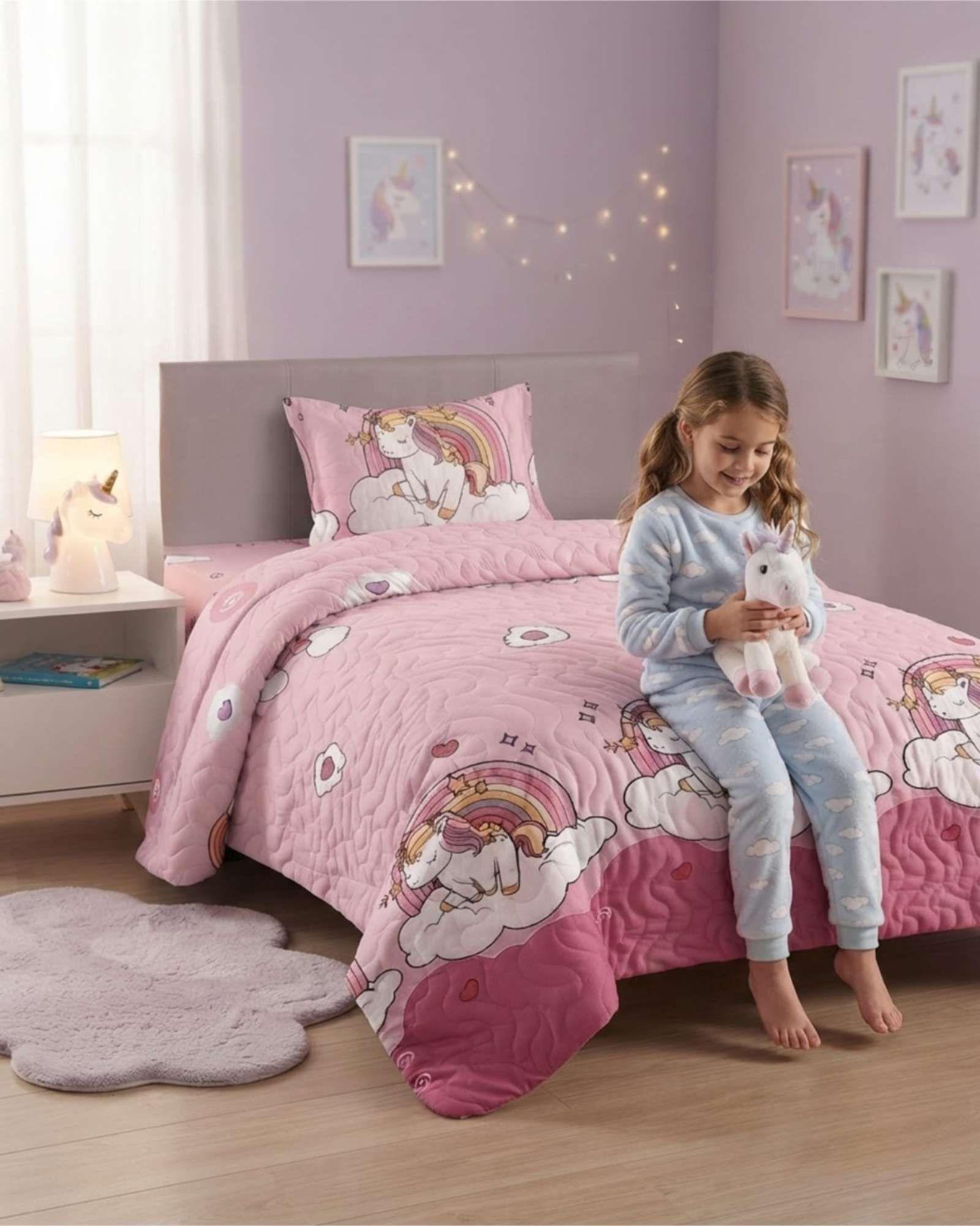 Cubrecamas Quilt De Verano Infantil Plaza y Media Mas 2 Almohadas m1-4