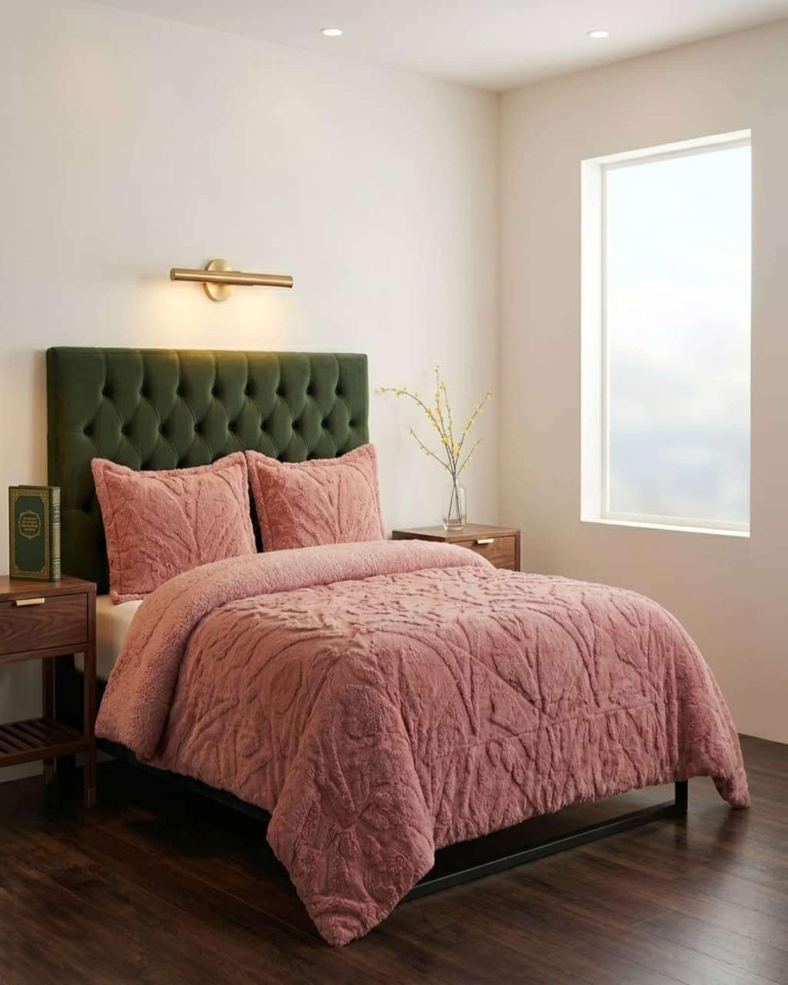 Cubrecama Sherpa Jacquard Deluxe 2 Plazas Diseño Relieve 6-0