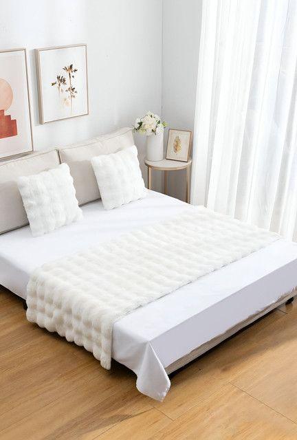 JUEGO DE PIECERA DE CAMA MAS 2 COJIN CON FUNDAS MODELO BURBUJA BLANCO-0