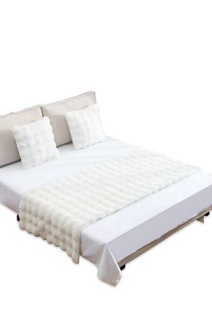 JUEGO DE PIECERA DE CAMA MAS 2 COJIN CON FUNDAS MODELO BURBUJA BLANCO-2