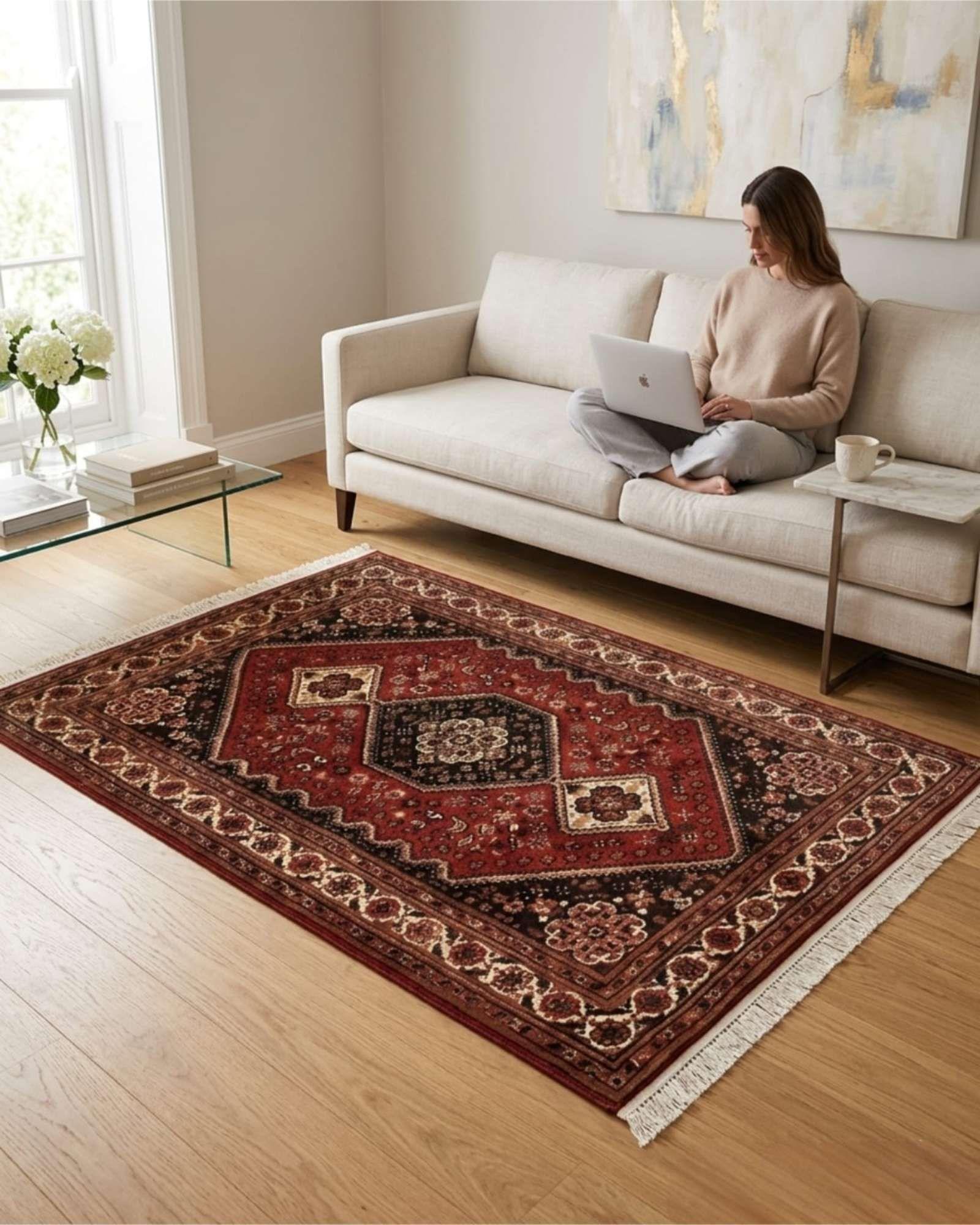 Alfombra Estilo Persa Vintage Con Flecos 120x160 Cm m1-2