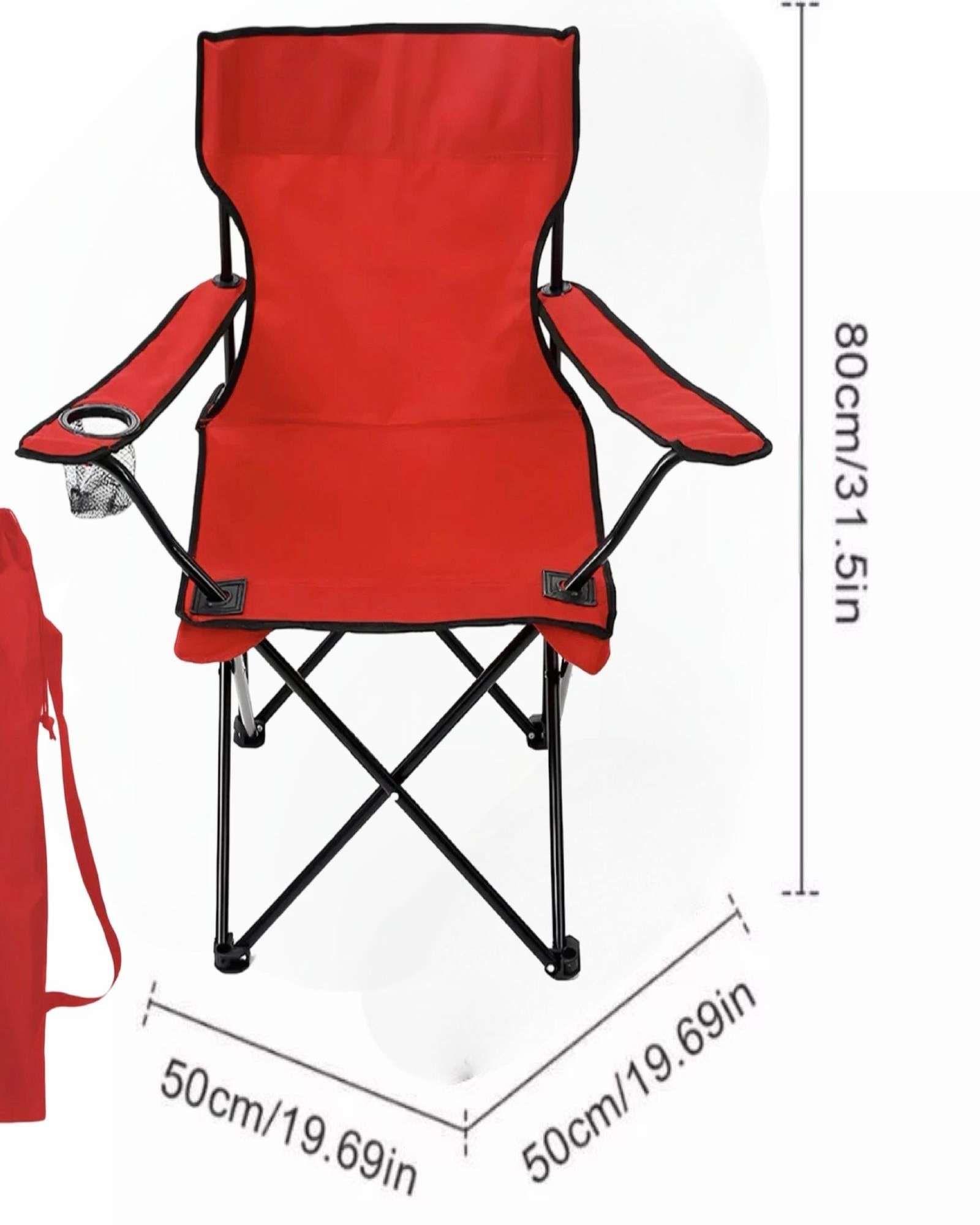 Sillas De Playa o Camping Plegable con Porta Vaso Rojo-2