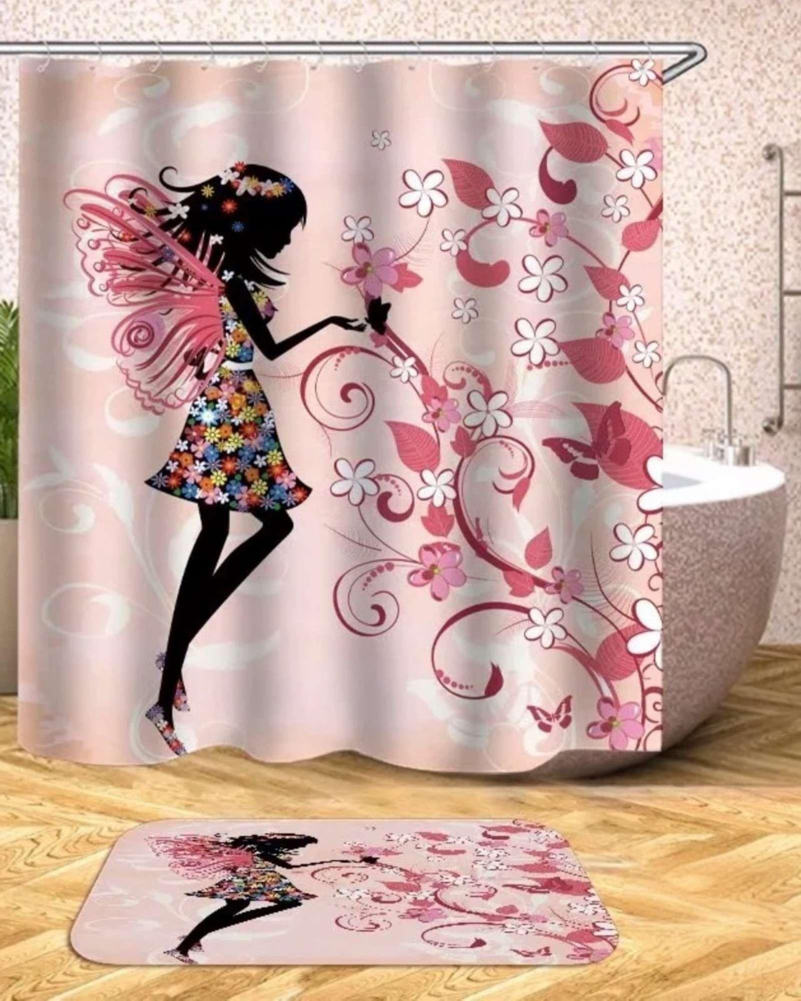 Cortina de Baño Tela Género + Forro Impermeable c04-4