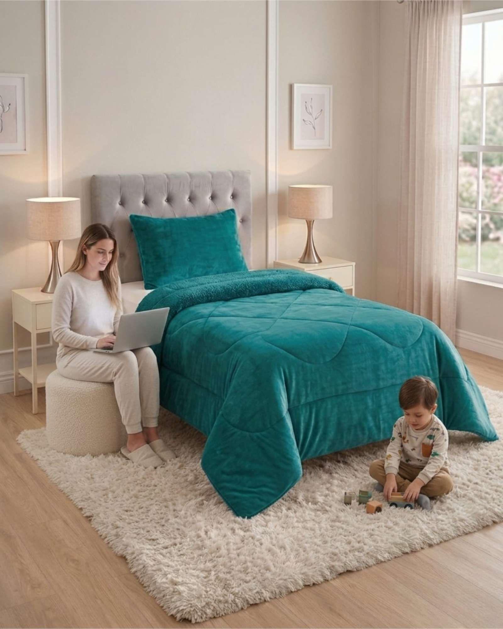 Cubrecama Plush con Chiporro Plaza y Media Diseño Premium C22-2