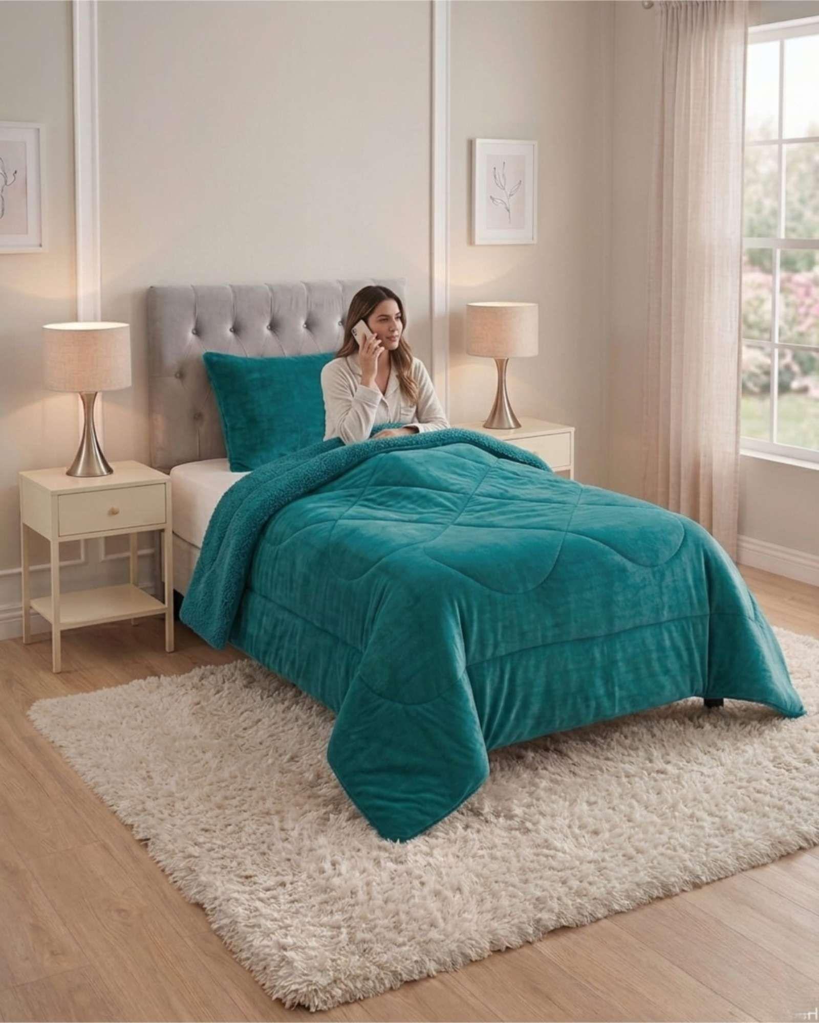 Cubrecama Plush con Chiporro Plaza y Media Diseño Premium C22-3