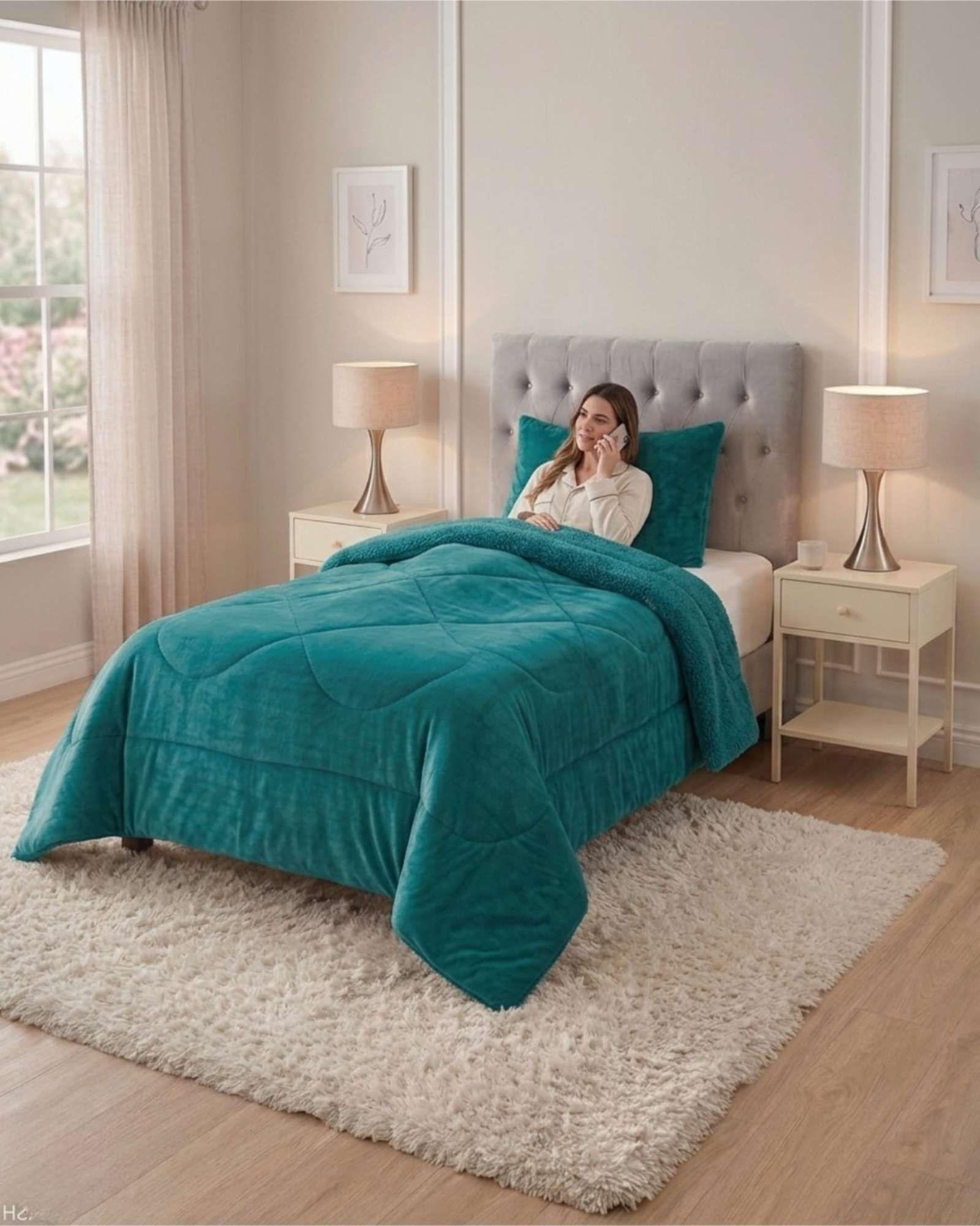 Cubrecama Plush con Chiporro Plaza y Media Diseño Premium C22-4