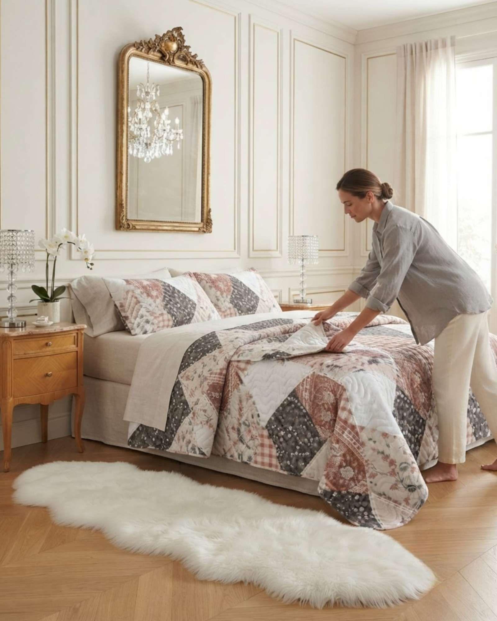 Cubrecama Quilt de Verano King Delgado Ultra Liviano + 2 Almohadas 04-2