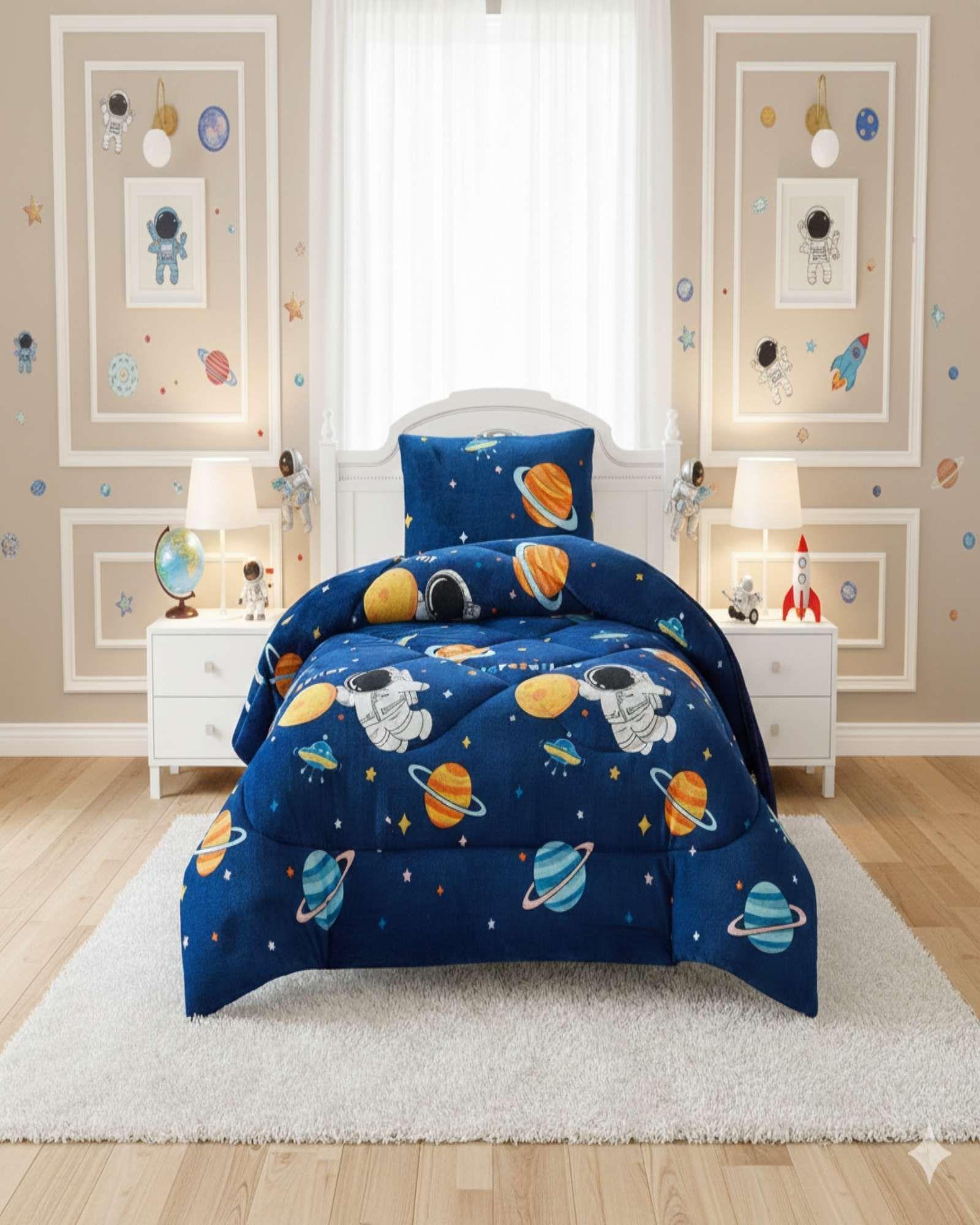 Cubrecama Plumón Chiporro Plaza y Media NIÑA ASTRONAUTA-4