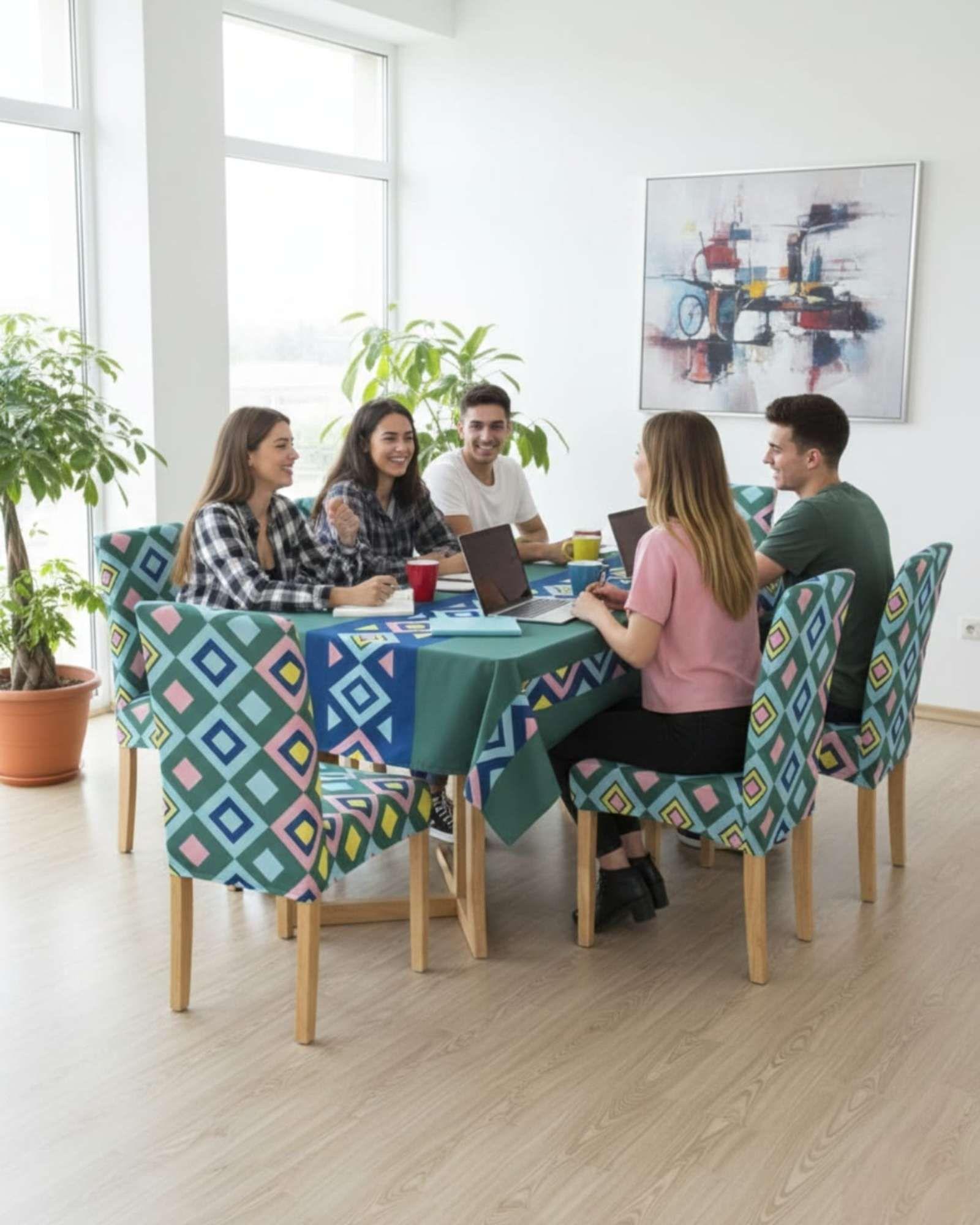 Juego De Mantel Antimanchas 140x220 + 6 Fundas De Silla 16-3