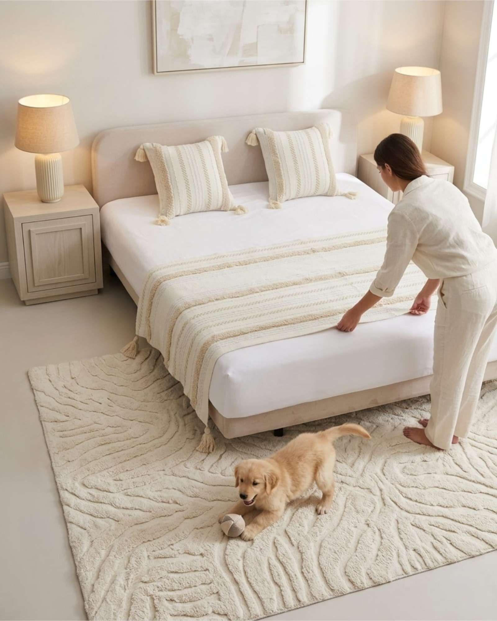 Piecera De Cama Boho Con Dos Fundas Cojin Bordado PF12-3