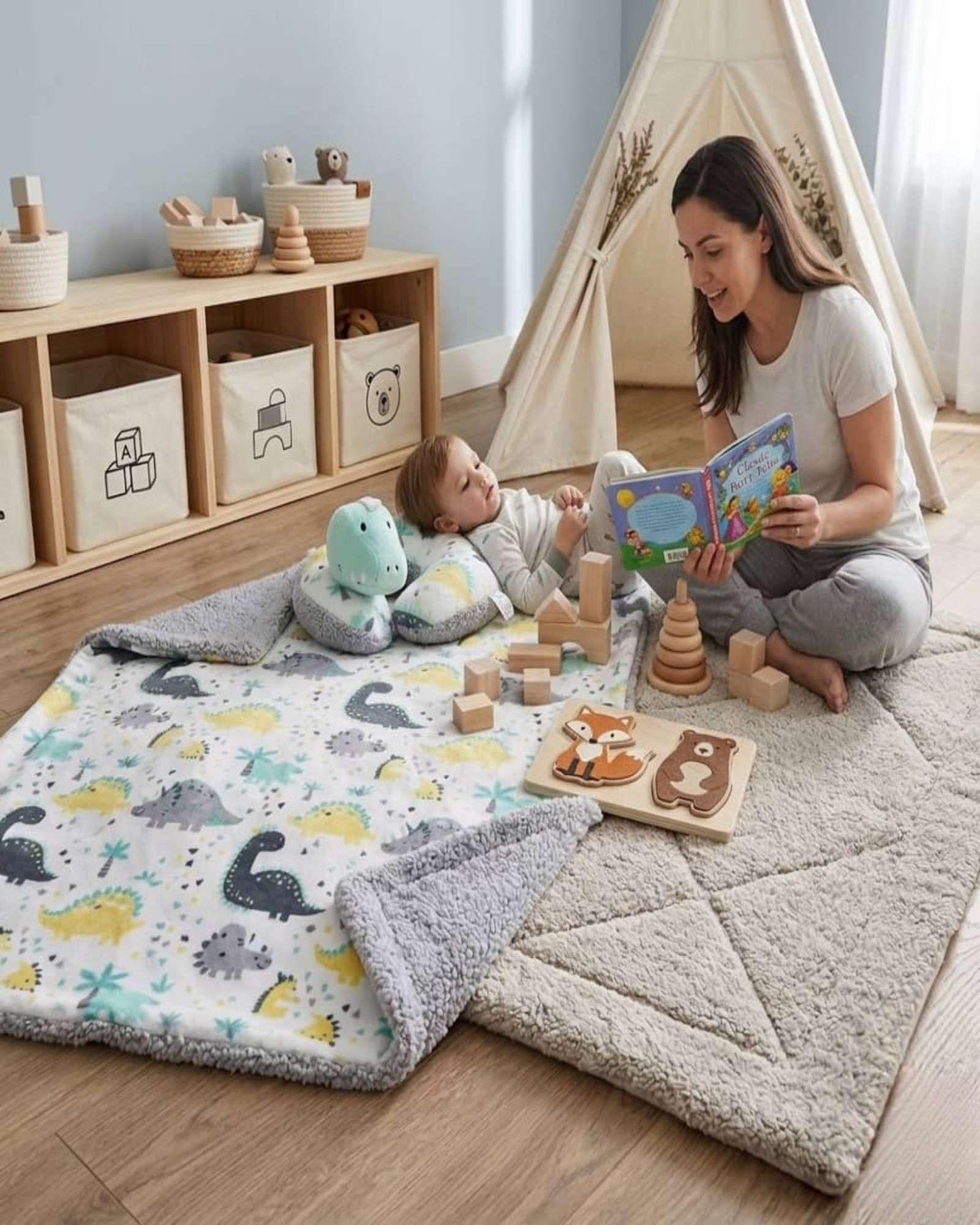 Set Manta Infantil Sherpa y Cojín de Cuello A5-3