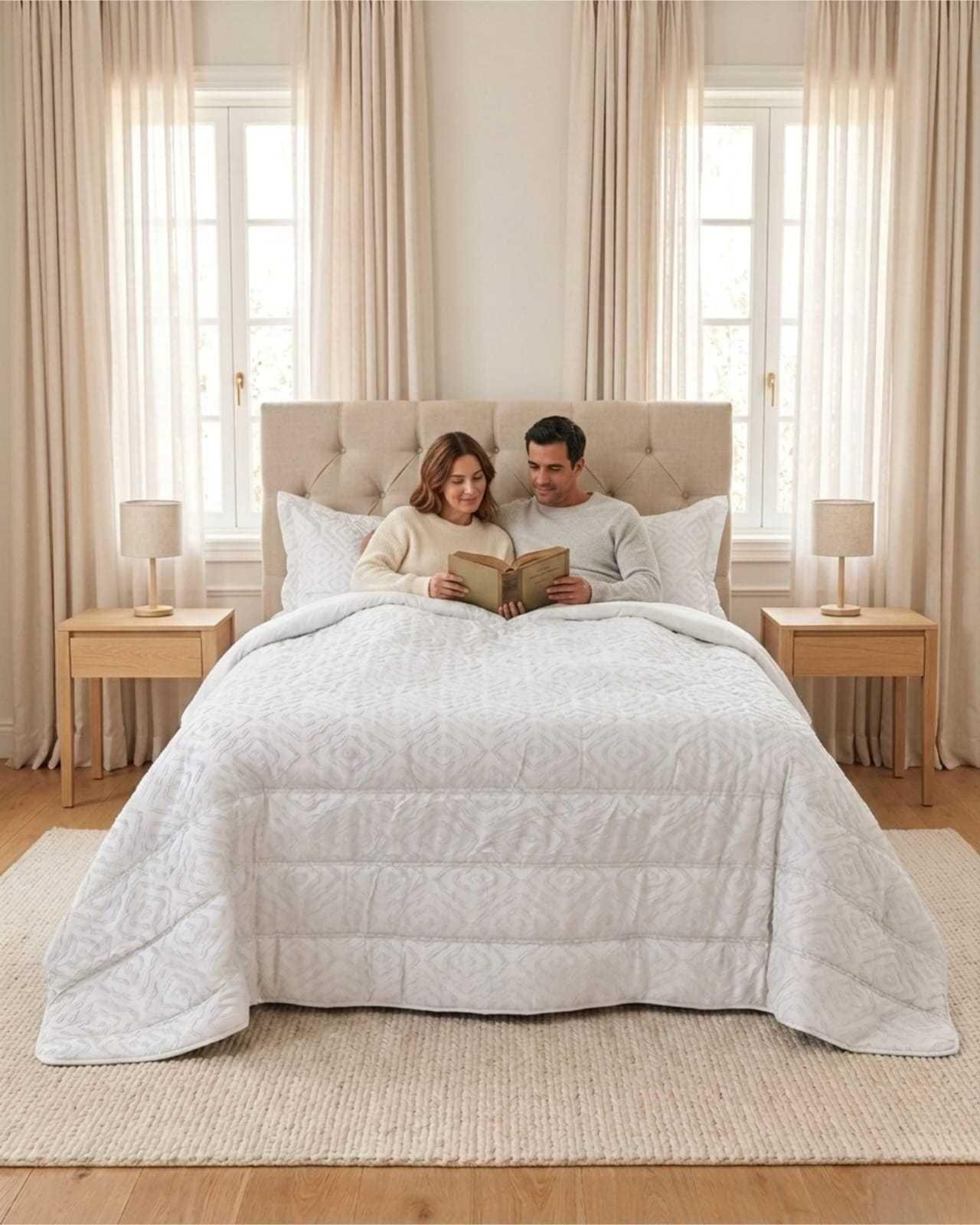 Plumón Ligero Super King Jacquard Sin Costuras blanco-3