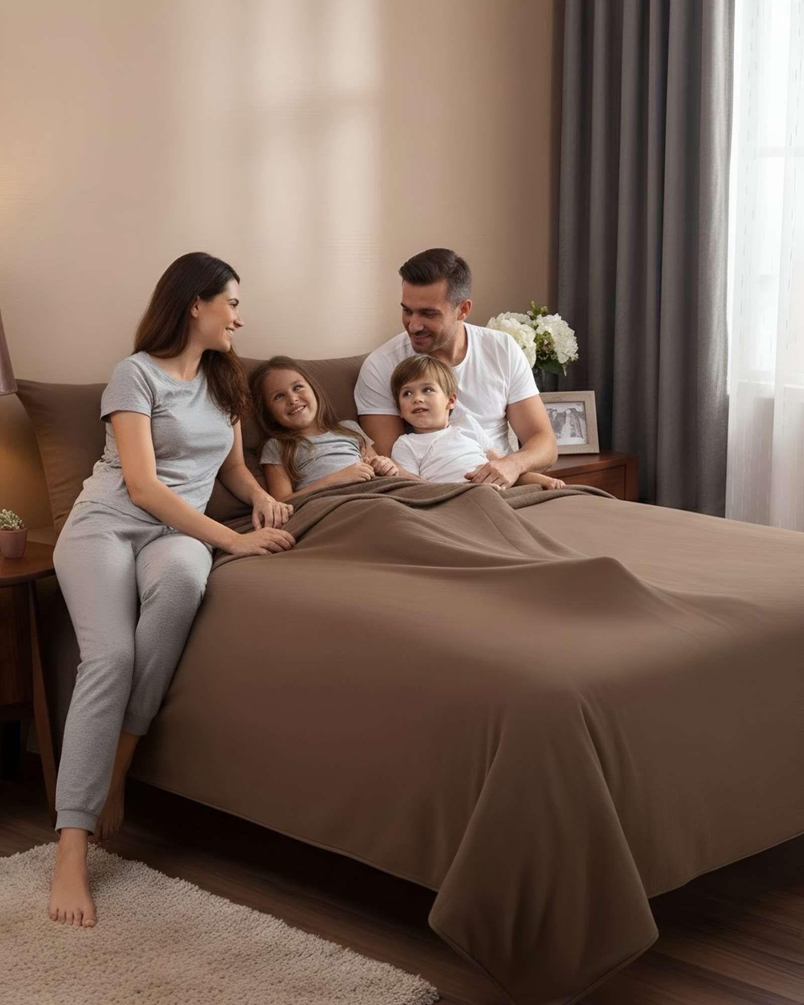 Sábana de Polar Ultra Suave Máxima Calidez y Confort Marron 2 plazas c01-4