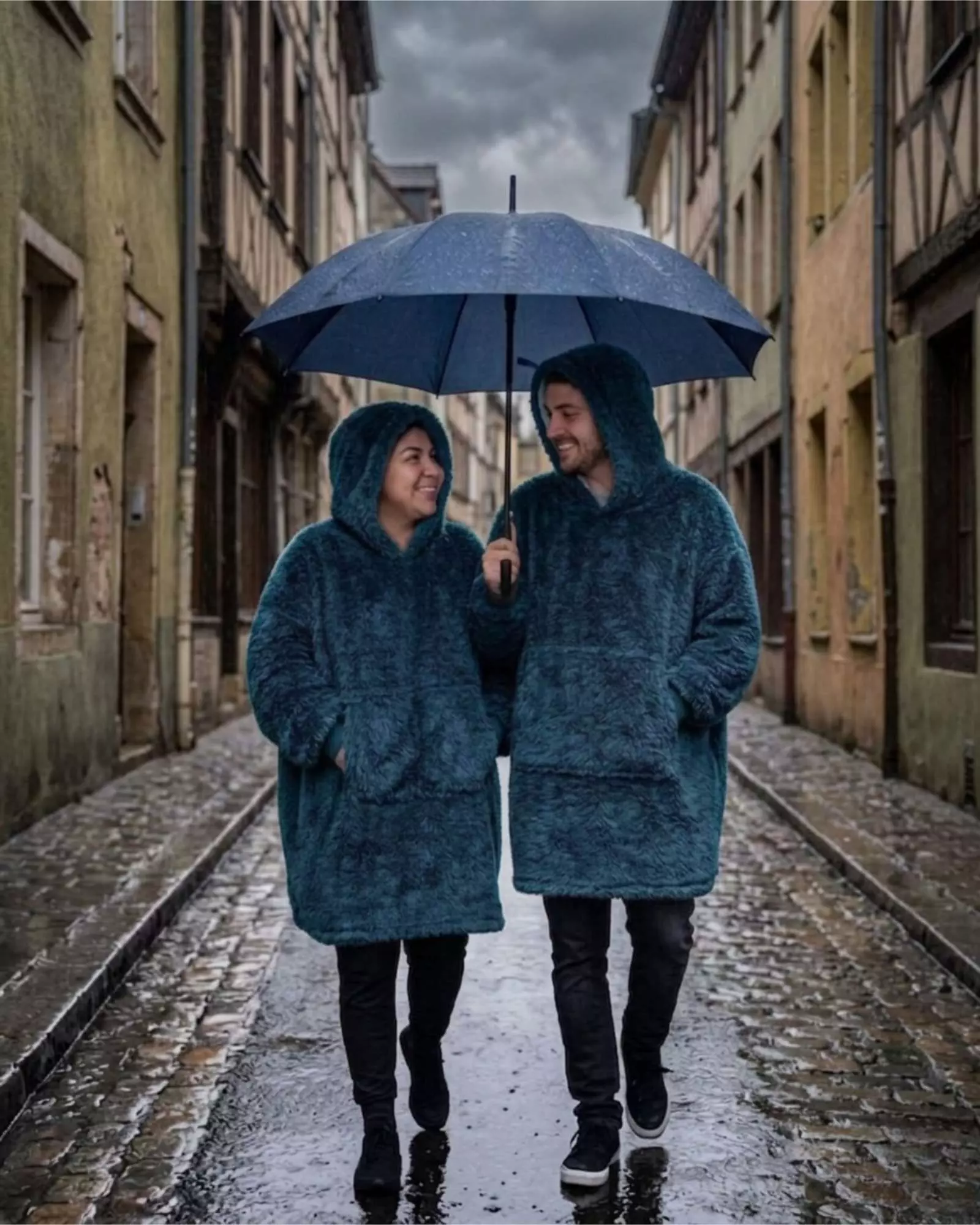 Manta Polerón Hoodie Gigante con Chiporro Sherpa Unisex Térmico A6-4