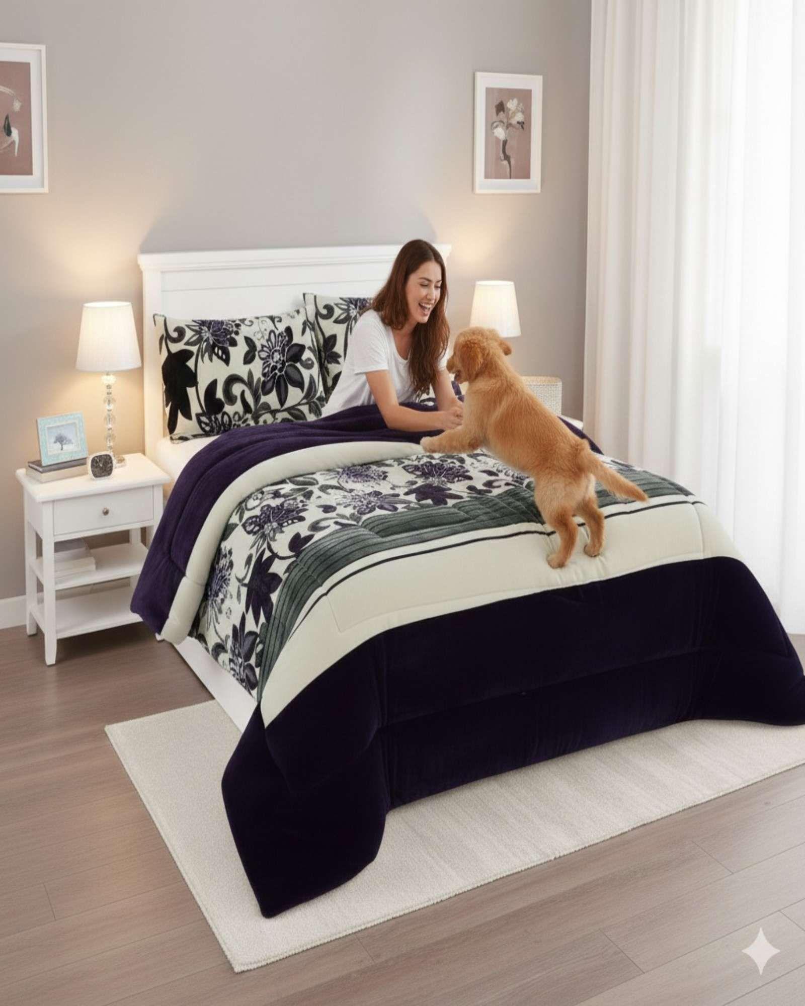 Cubrecama Plush con  Chiporro 2 Plazas negro-4