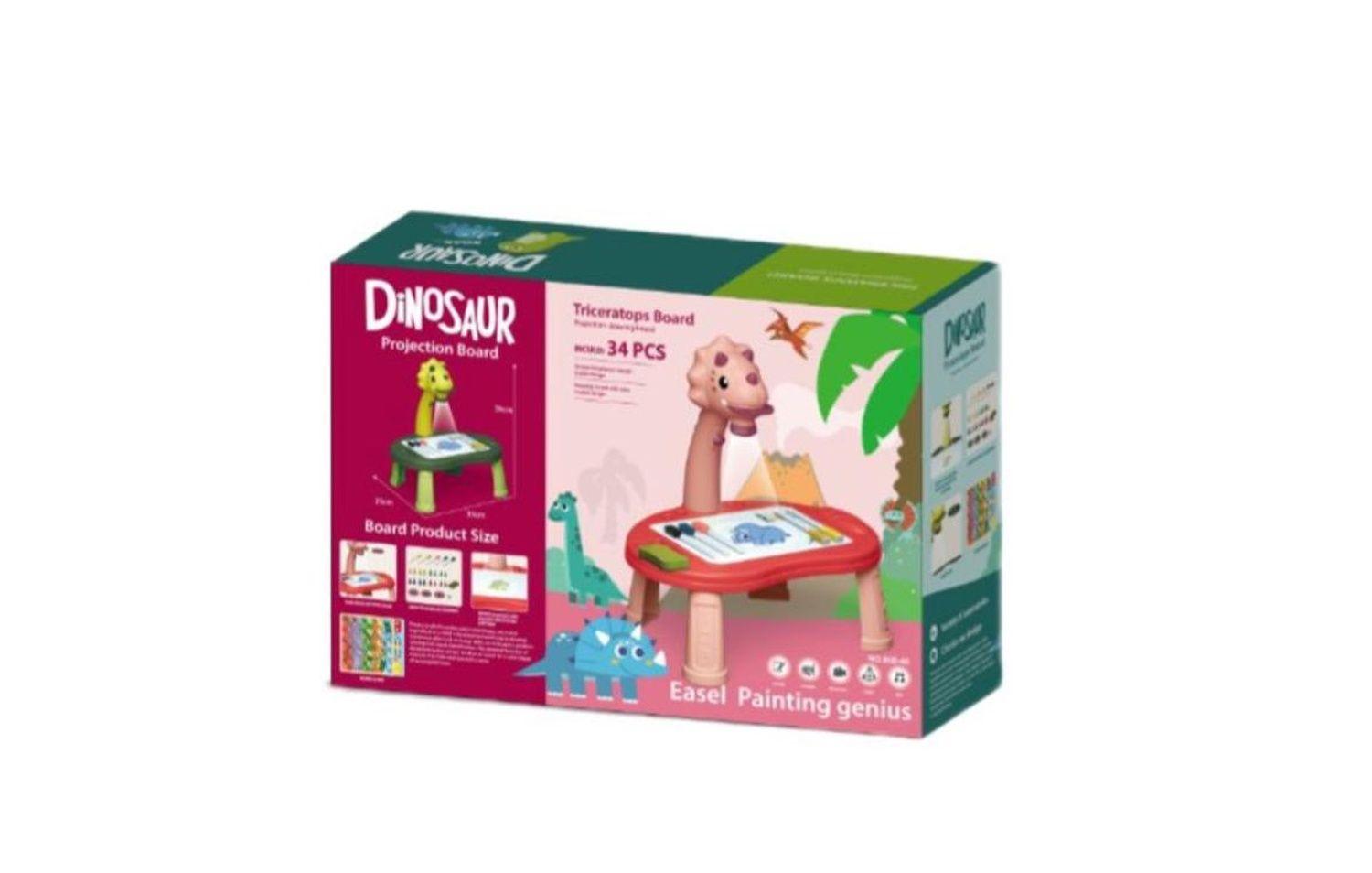 Mesa De Dibujo Con Proyector Y Sonido - Dinosaurio Rosa-0