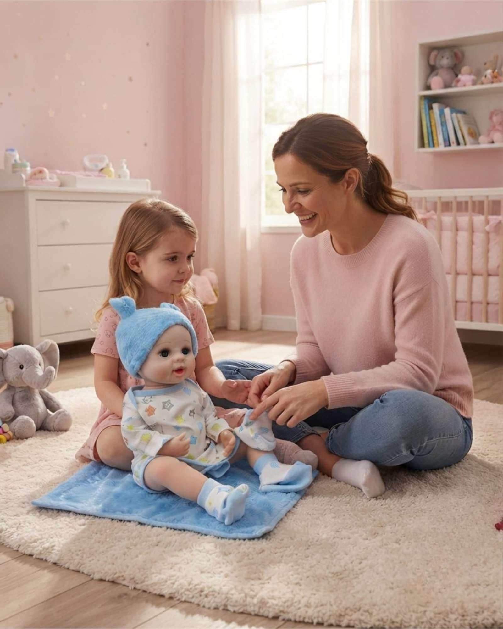 Bebé Reborn Realista Niño Ropa Azul - Silicona Suave 55 cm-3
