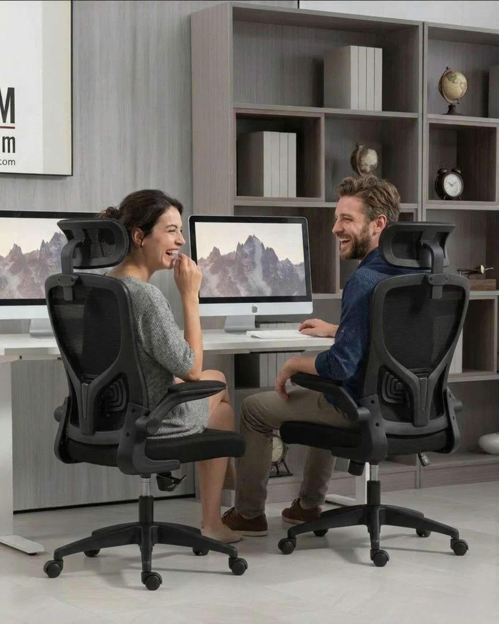 Pack 2 Sillas Ergonómica Pro: Máximo Confort con Apoyacabeza Ajustable Negra-2