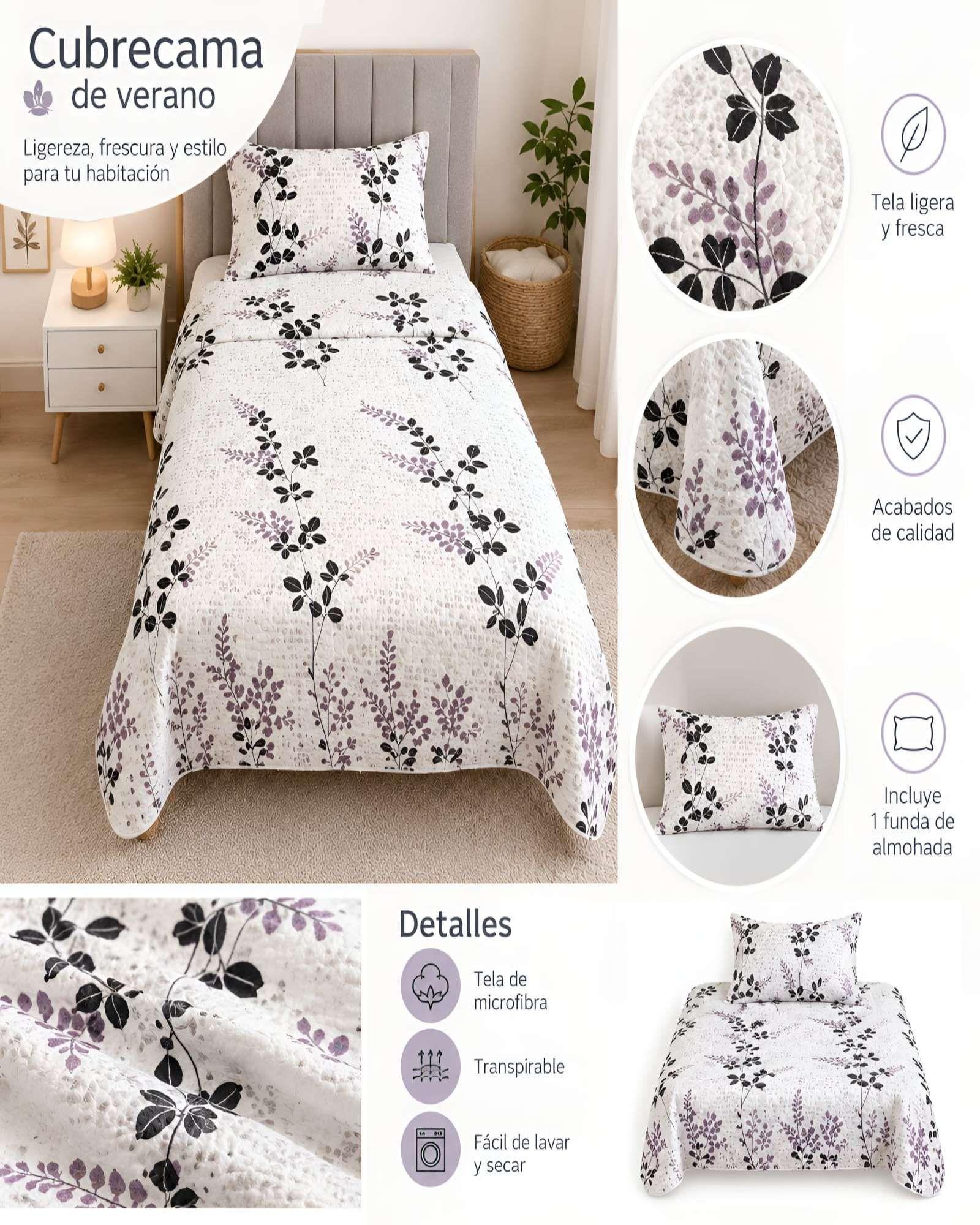 Set de Cubrecama y Funda de Almohada 1.5 plaza 180x230cm A10-3