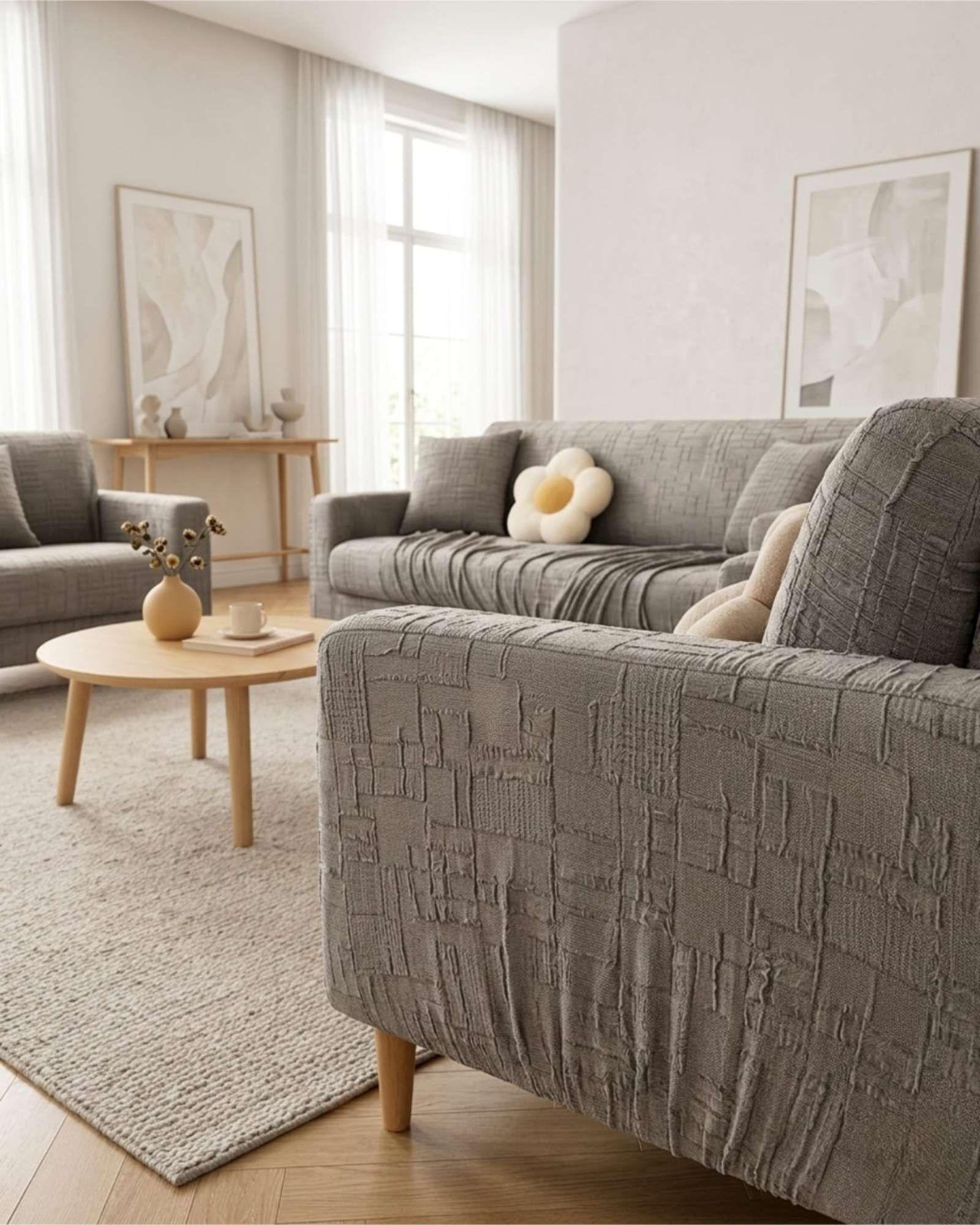 Set Cubre Sillón 3+1+1 Protector de Tela Reforzada - Lavable y Resistente 07-3