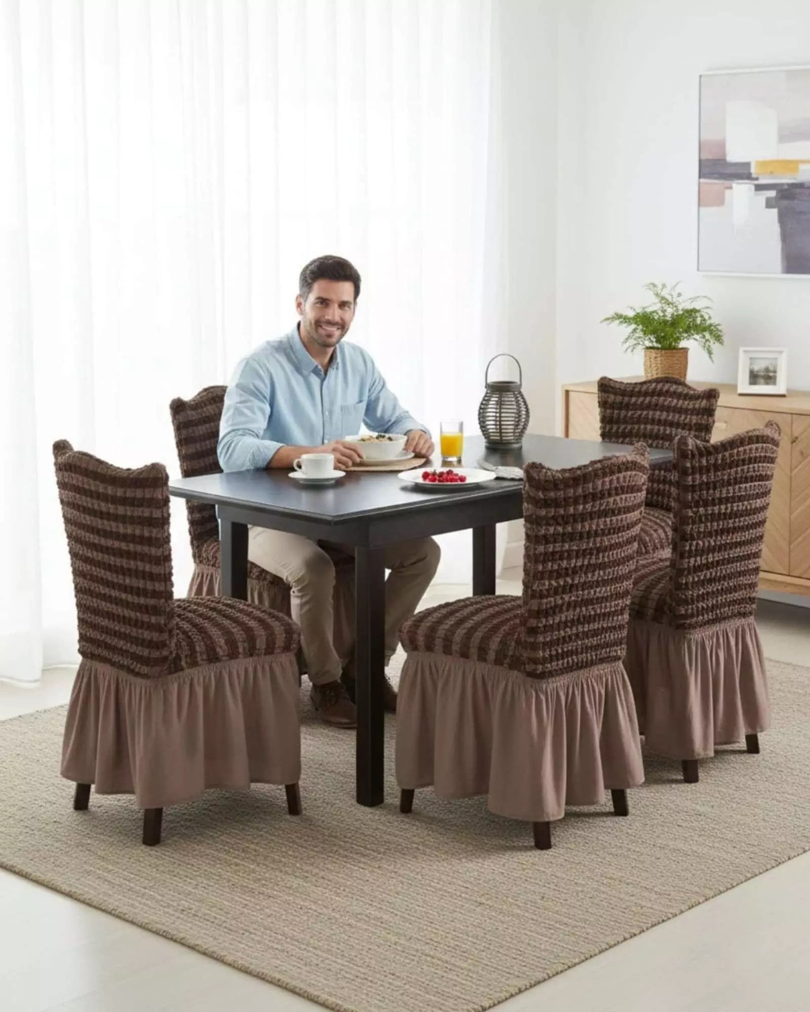 JUEGO DE 6 FUNDAS PARA SILLAS DISEÑO TURKA DE LINEAS M3-4