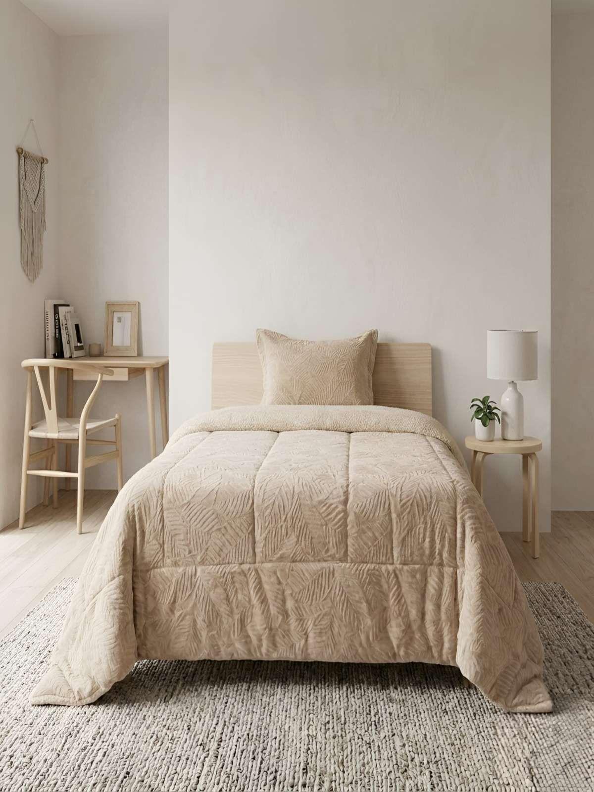 Cubrecama Outboss Deluxe Sherpa Super king beige-4