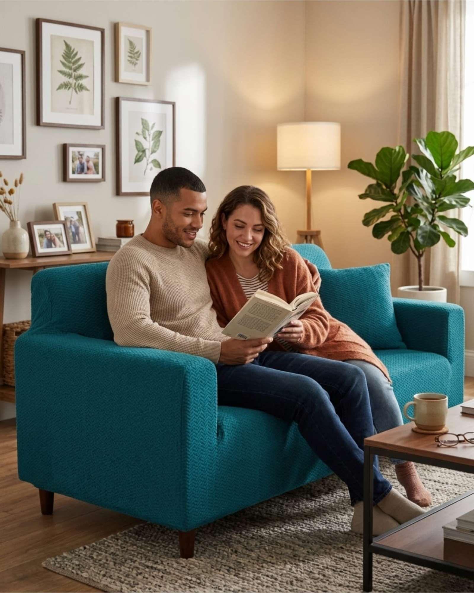 Cubre Sofá 3 Cuerpos Tipo T Texturizado Tela Spandex Ajustable-2