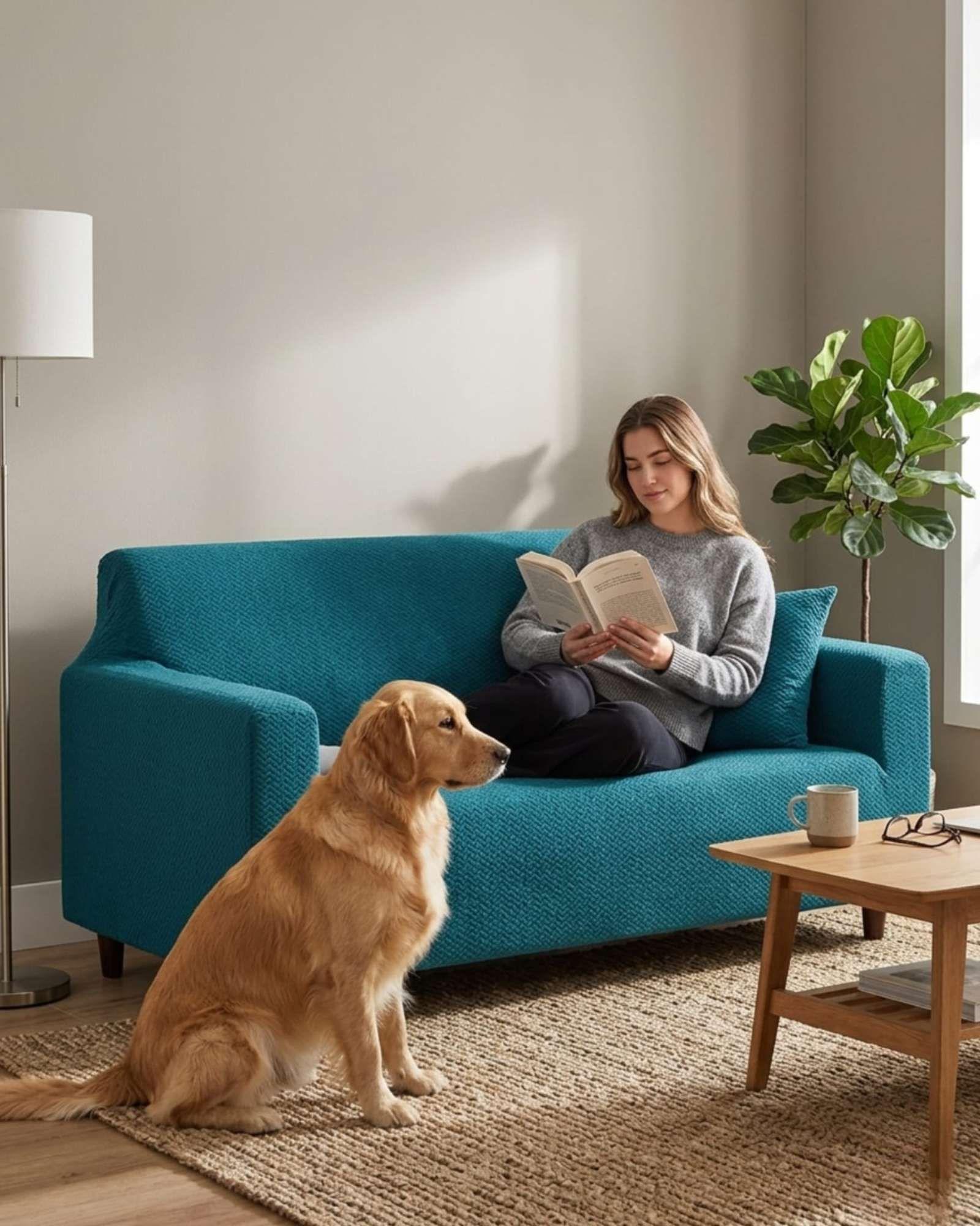 Cubre Sofá 3 Cuerpos Tipo T Texturizado Tela Spandex Ajustable-3