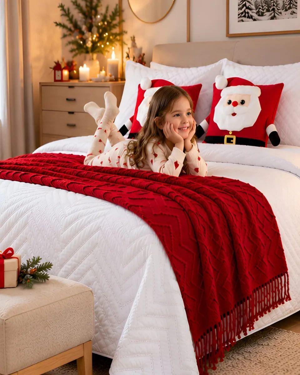 Set de Cama Navideño con Cubrecamas y 2 Fundas de Cojin 1.5 Plaza m20-5