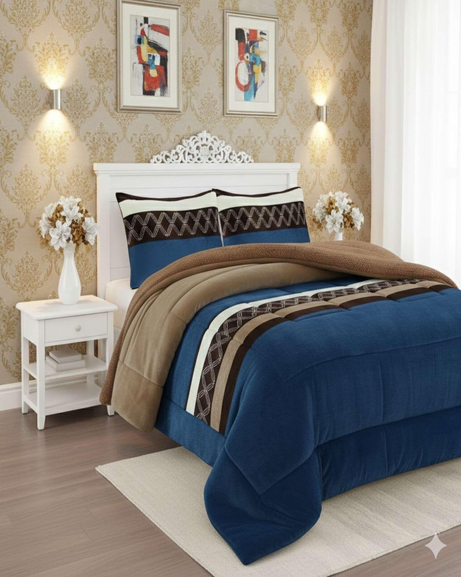 Cubrecama de invierno Plush con Chiporro 2 Plazas azul-3