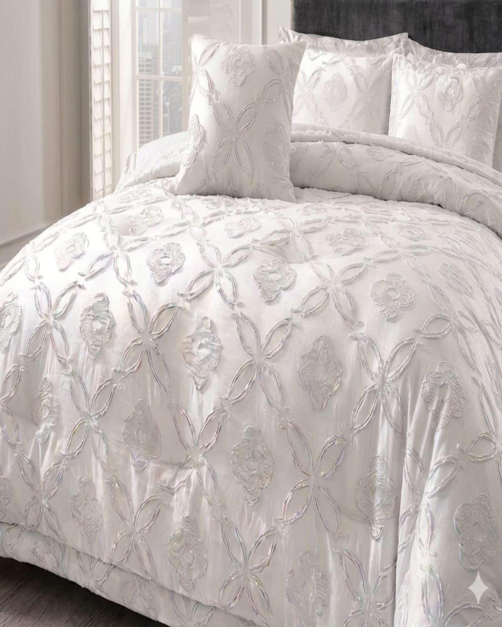 Cubrecama Quilt Nórdico Delgado Diseño Flores 2 plazas blanco-2