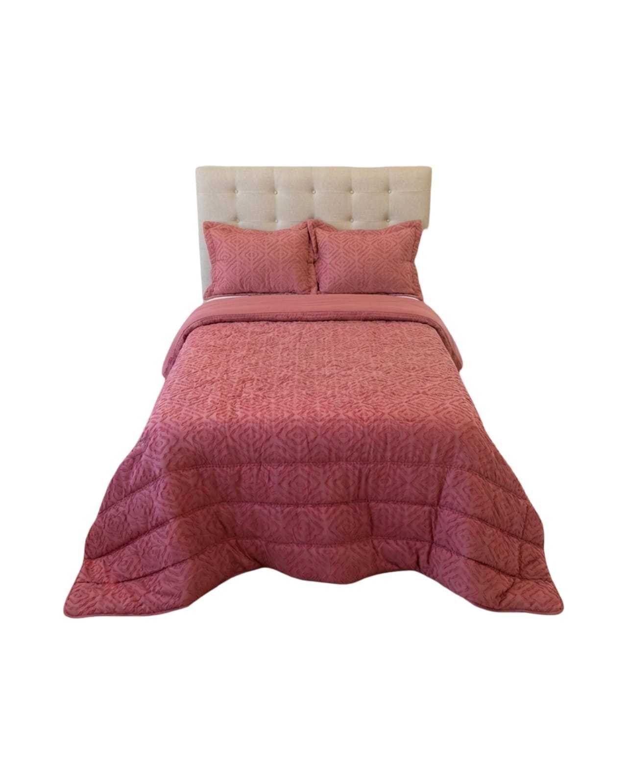 Plumón Ligero King Jacquard Sin Costuras rosado-2