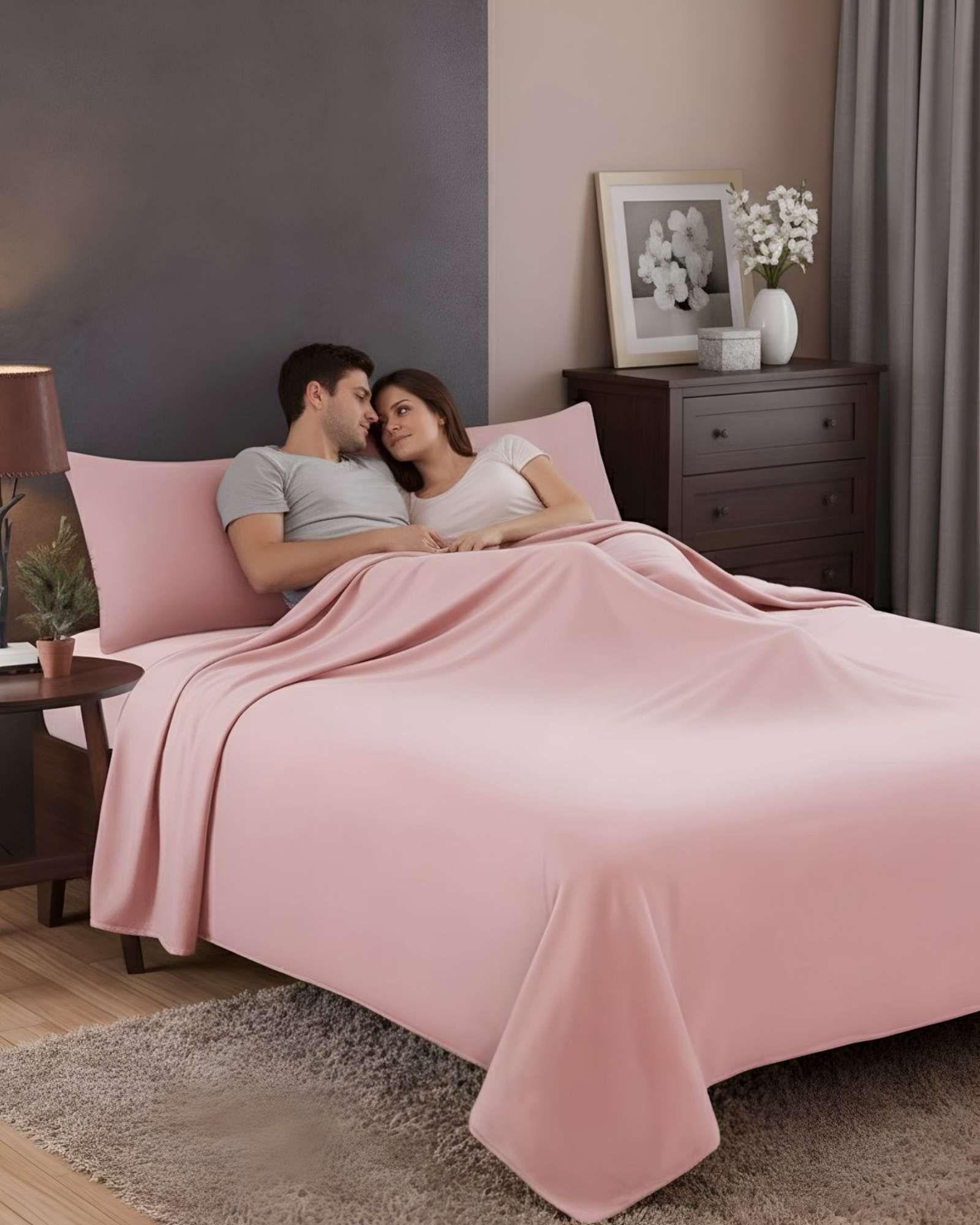 Sábana de Polar Ultra Suave Máxima Calidez y Confort Rosa 1,5 plazas-2