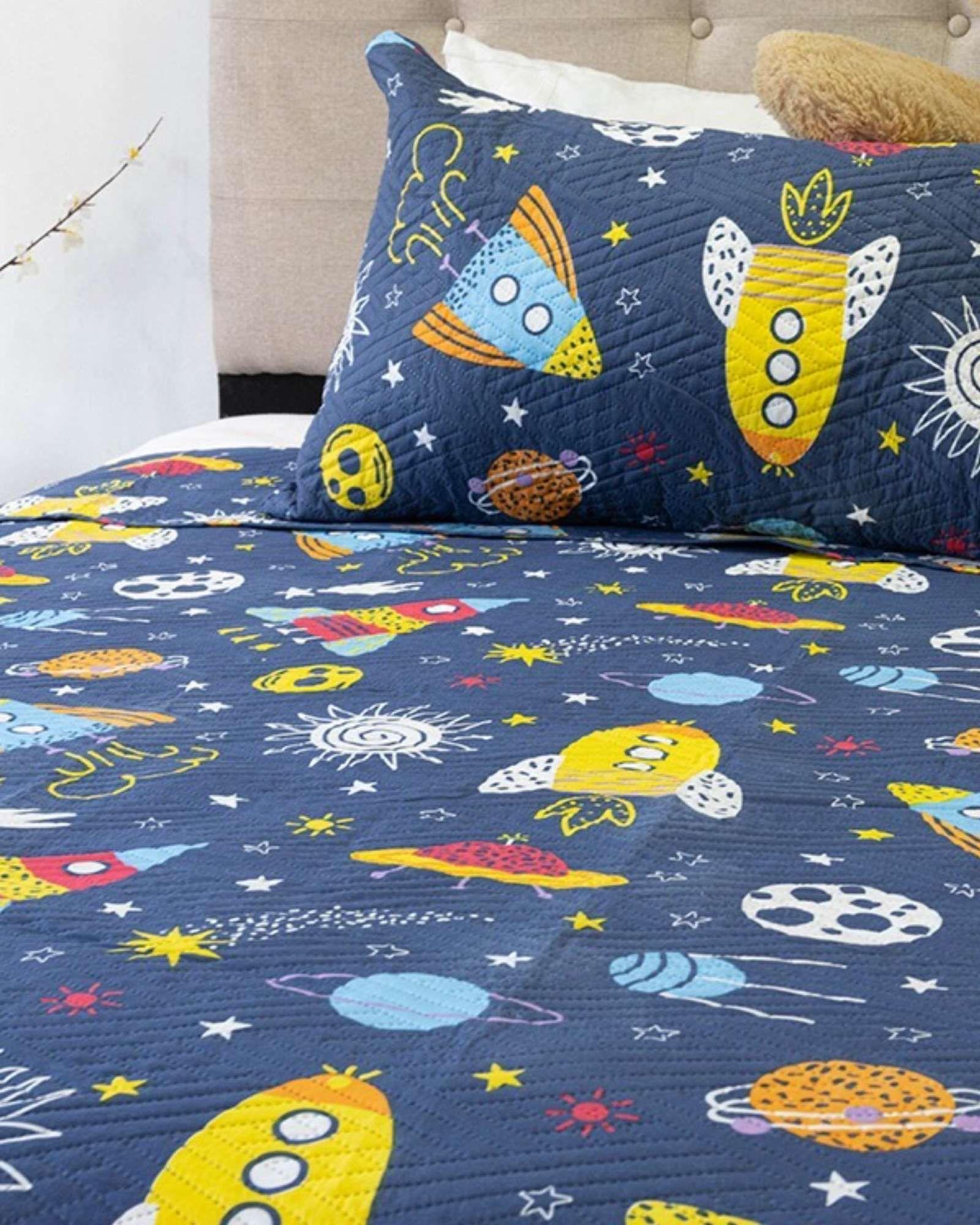 Cubrecama Quilt primavera verano planteas azul-2