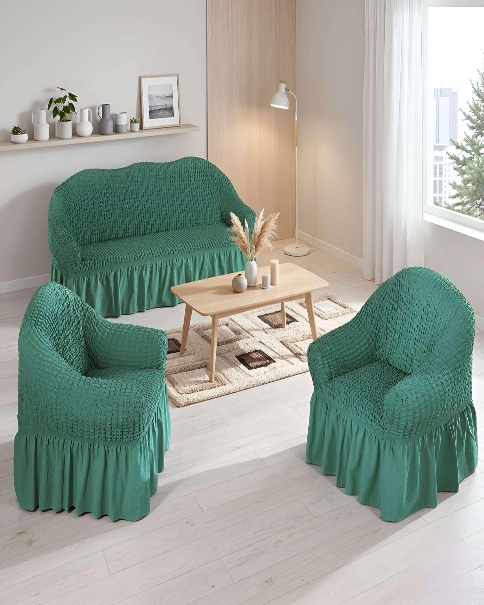 Juego Fundas Sillon Elastica 3+1+1 Nido Abeja Con Faldon A9-0