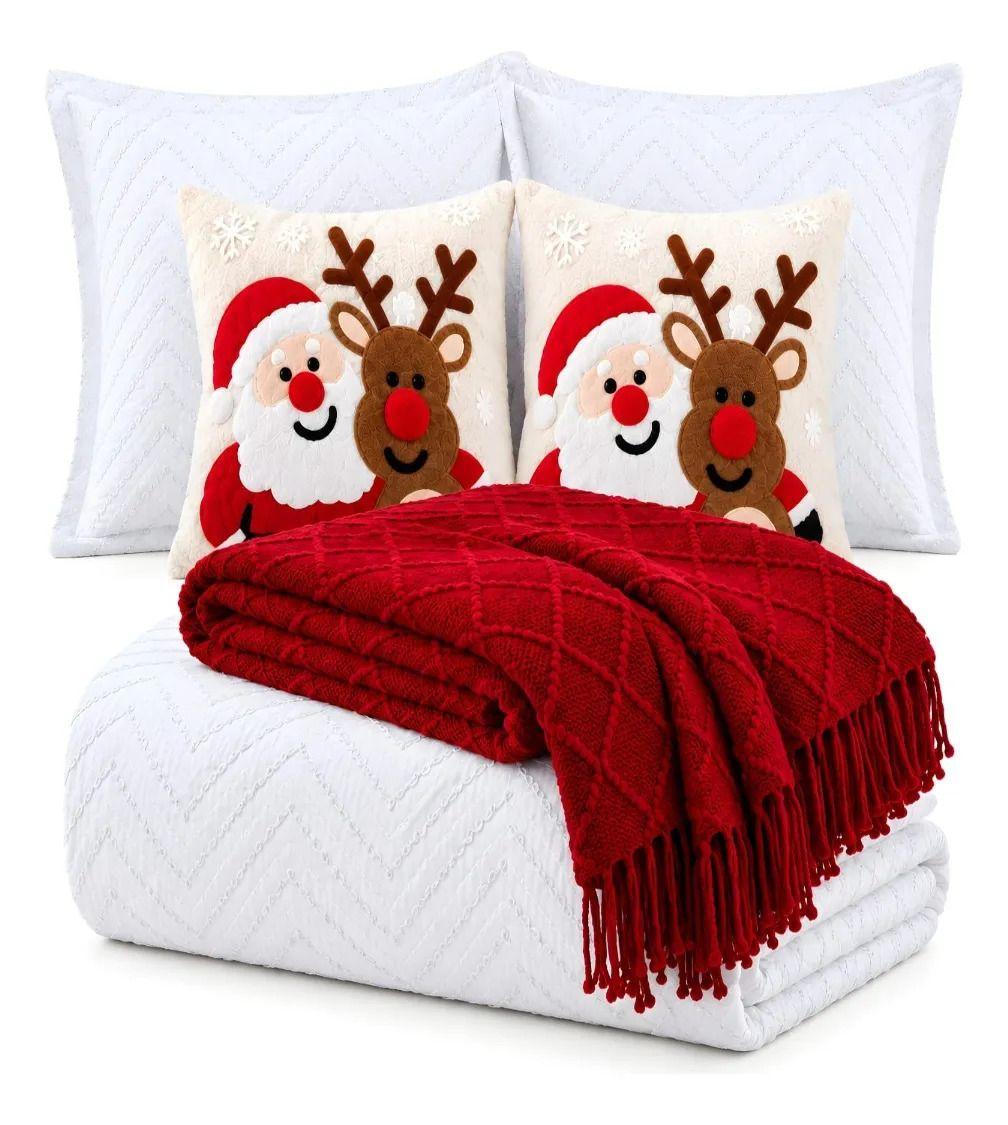 Set de Cama Navideño con Cubrecamas y 2 Fundas de Cojin 1.5 Plaza m18-2