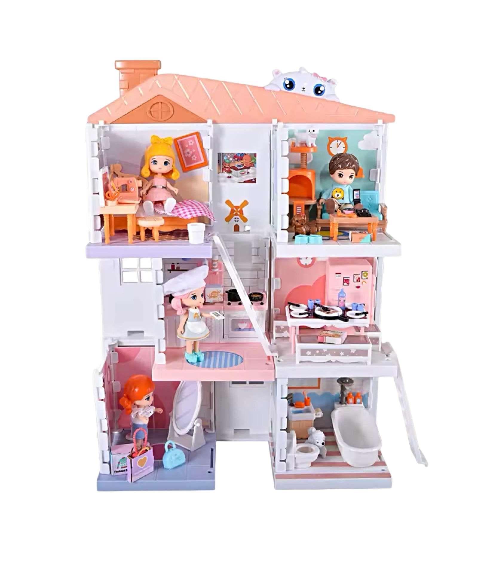 Casa de Muñecas de Lujo con Muebles y Muñequitas-0