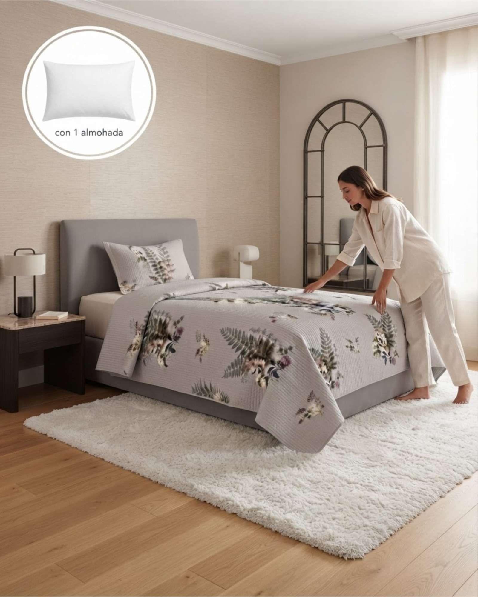 Cubrecama Quilt de Verano 1.5 Plazas Microfibra Ultra Liviano + 1 Funda 06-4