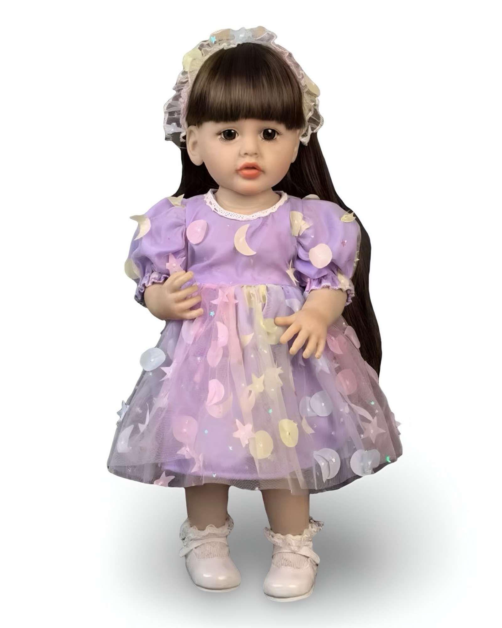 MUÑECA BEBÉ REALISTA DE 55 CM 100% SILICON CON VESTIDO W1-0